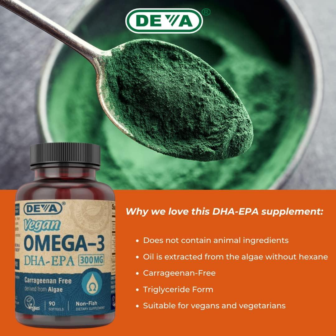 Suplemento Omega-3 DHA Vegano Deva 200 MG - 90 Softgels