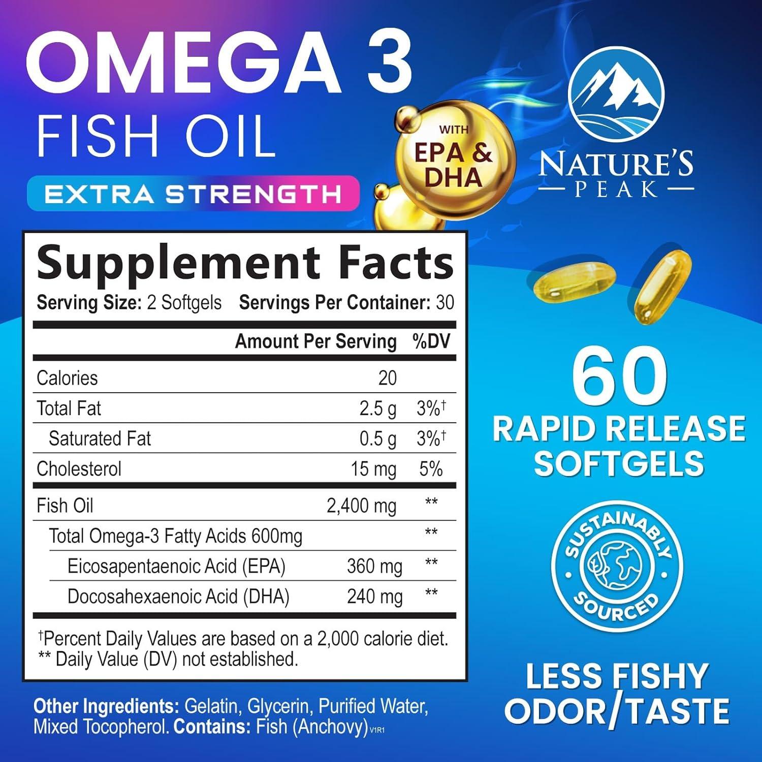 Suplemento Omega 3 Nature's Peak 2400 mg 60 Softgels