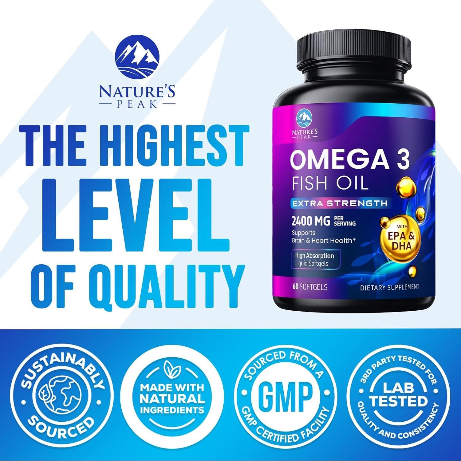 Suplemento Omega 3 Nature's Peak 2400 mg 60 Softgels