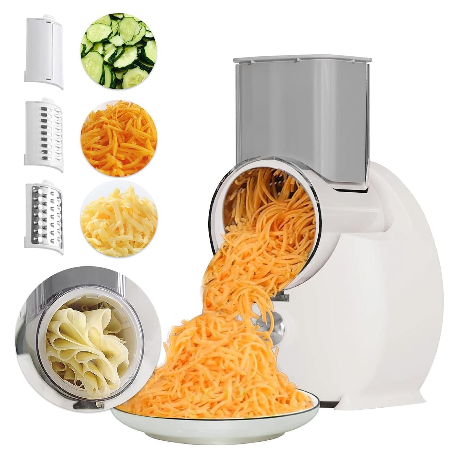 Rallador Eléctrico de Queso YonQu 2025 con 3 Cuchillas - Blanco