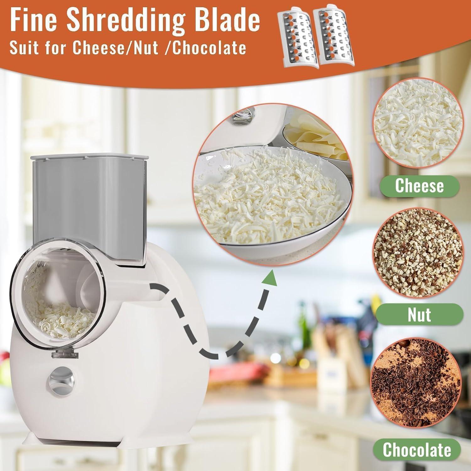 Rallador Eléctrico de Queso YonQu 2025 con 3 Cuchillas - Blanco