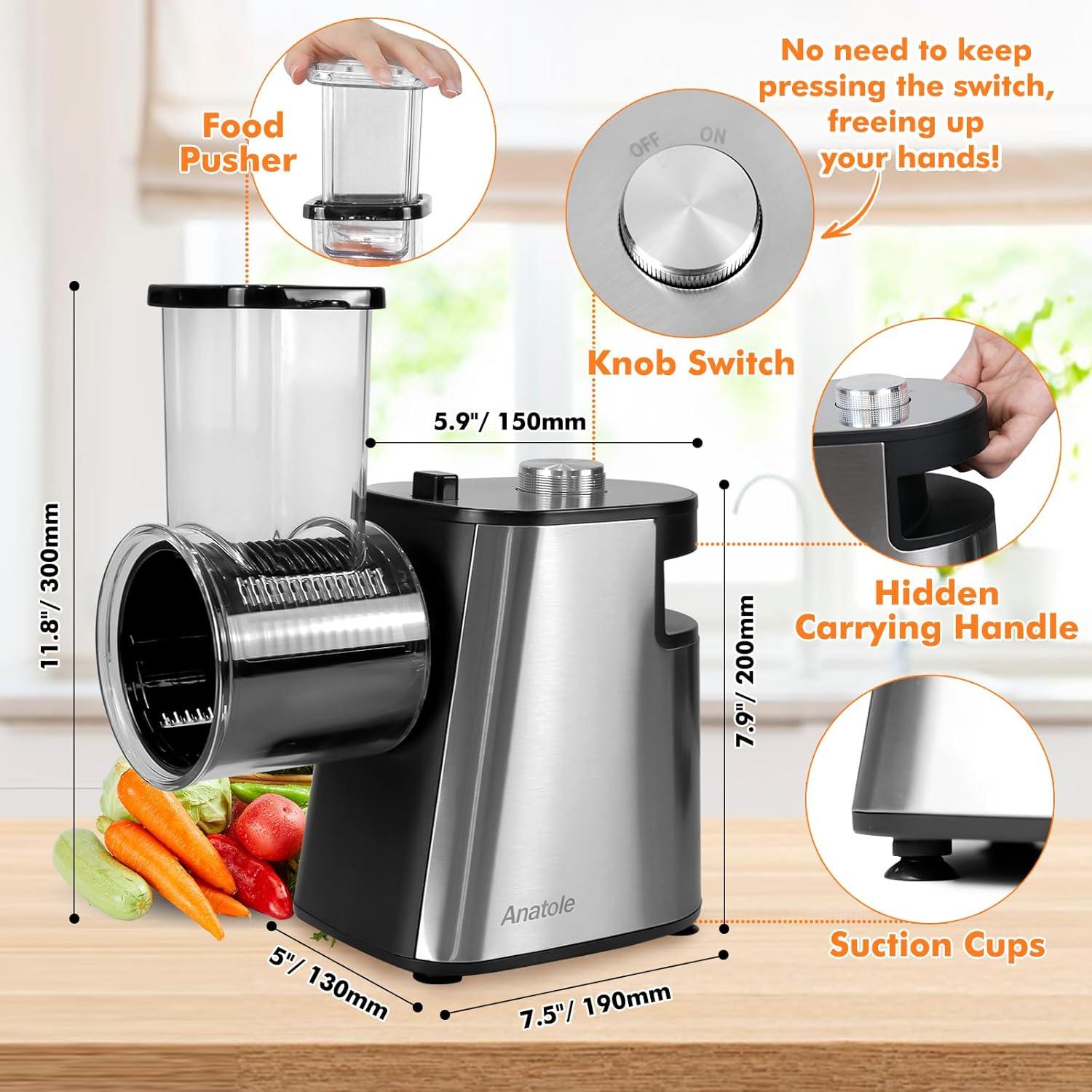 Rallador Eléctrico Anatole 6 en 1 Acero Inoxidable 250W