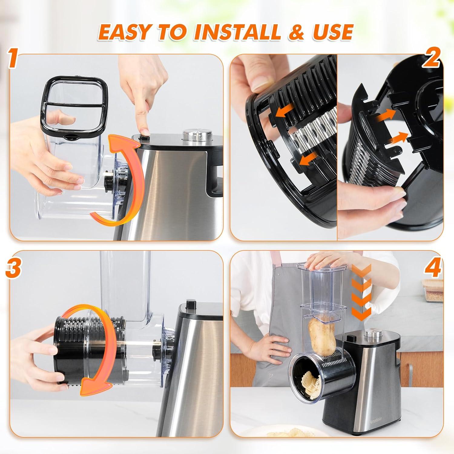 Rallador Eléctrico Anatole 6 en 1 Acero Inoxidable 250W