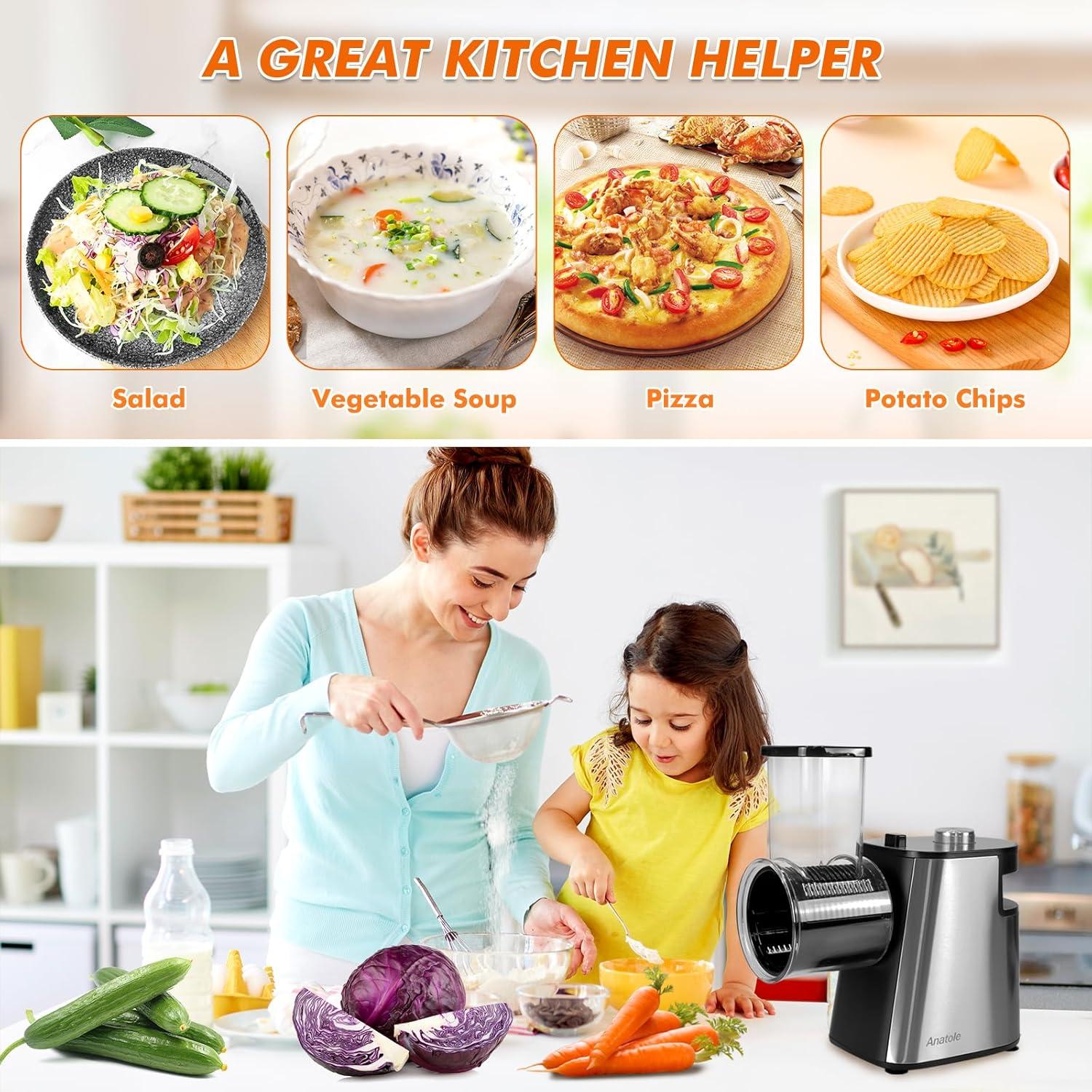 Rallador Eléctrico Anatole 6 en 1 Acero Inoxidable 250W