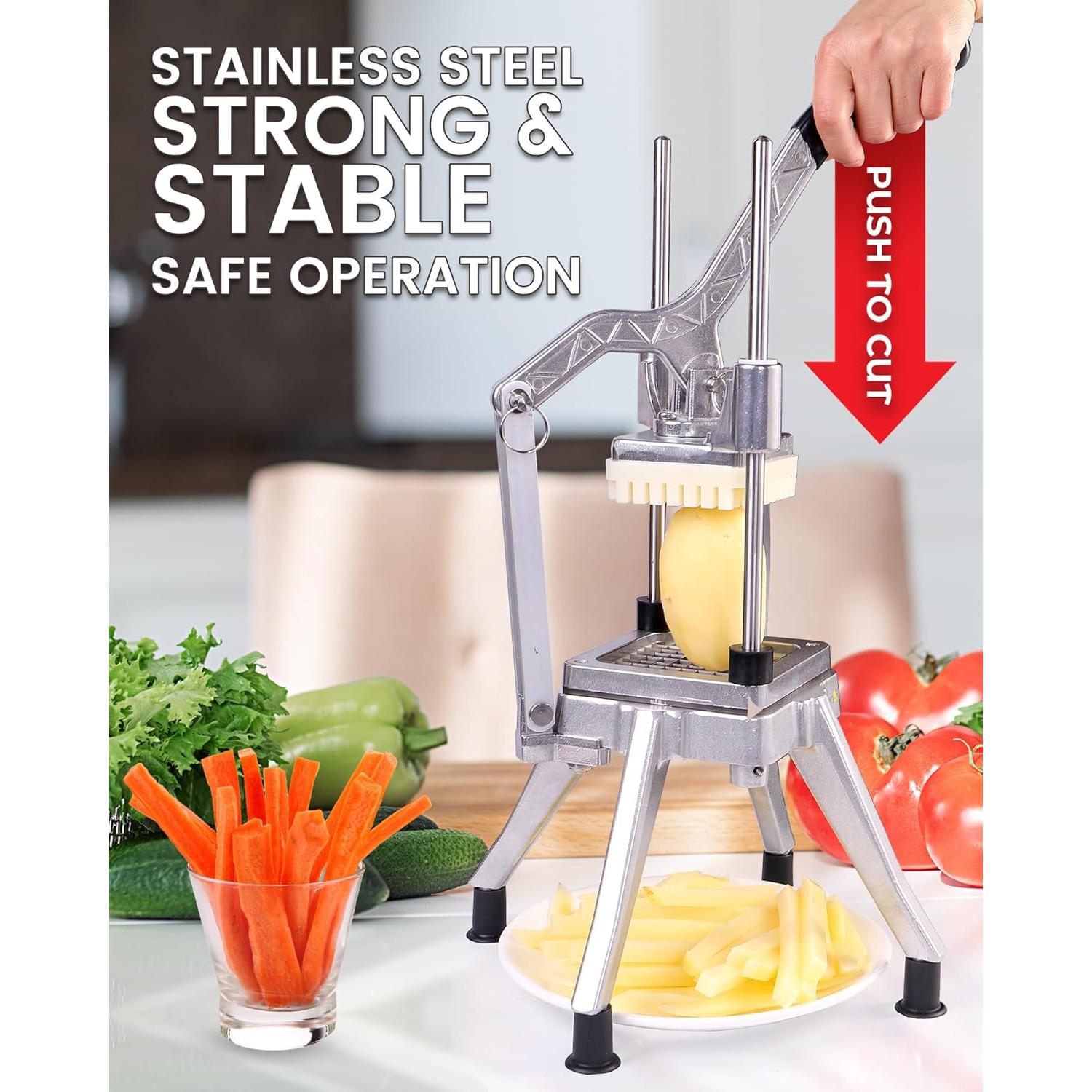 Cortador de Papas Fritas Ezcasch de Acero Inoxidable 4 Cuchillas