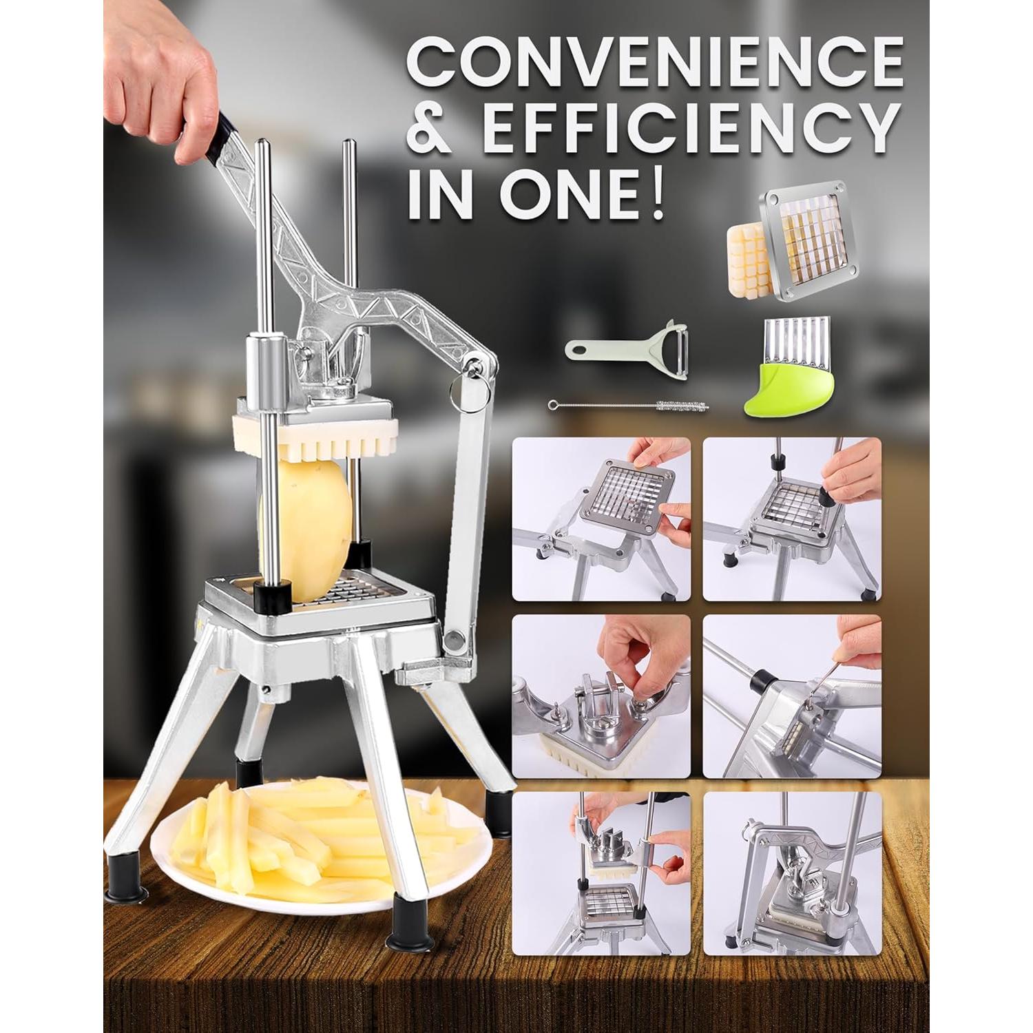 Cortador de Papas Fritas Ezcasch de Acero Inoxidable 4 Cuchillas