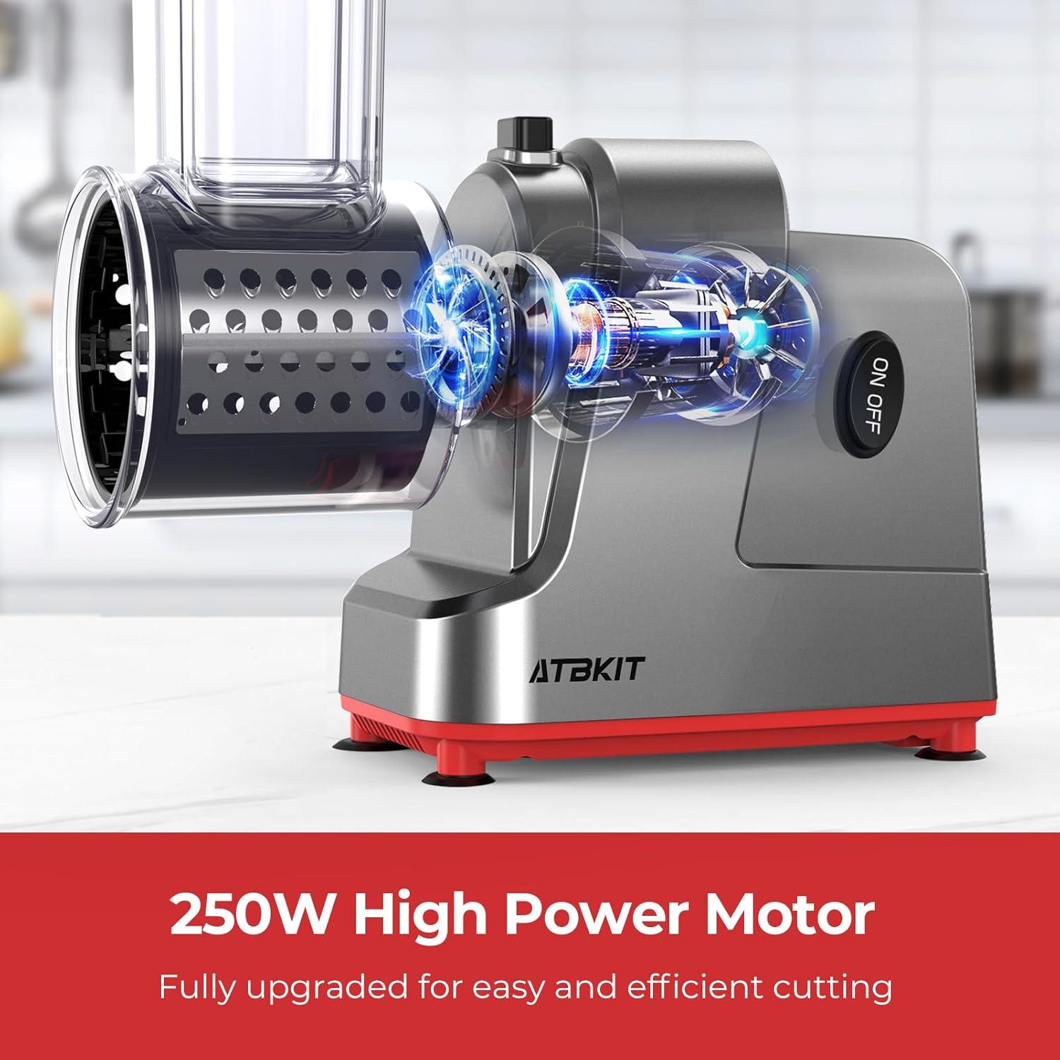 Rallador de Queso Eléctrico ATBKIT 250W 5 Cuchillas Inoxidable