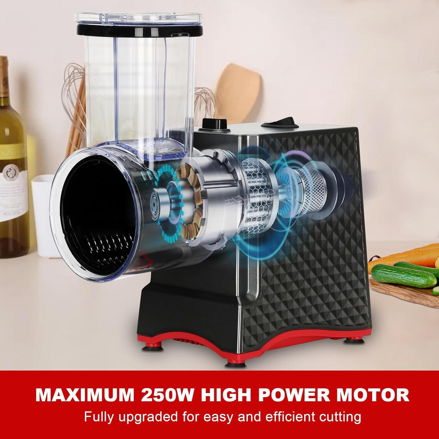 Rallador de Queso Eléctrico YOTAN 250W 6 en 1 Acero Inoxidable