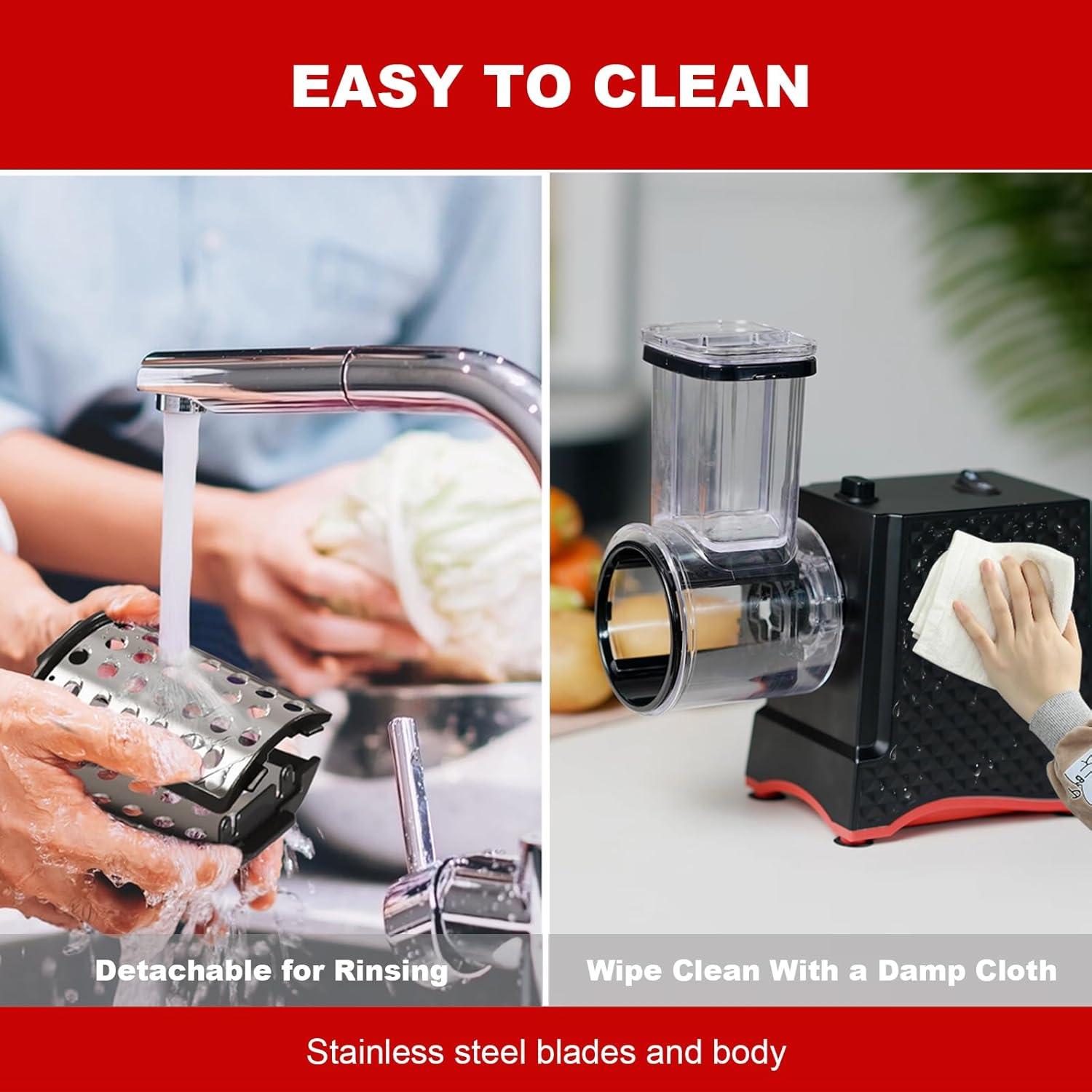 Rallador de Queso Eléctrico YOTAN 250W 6 en 1 Acero Inoxidable