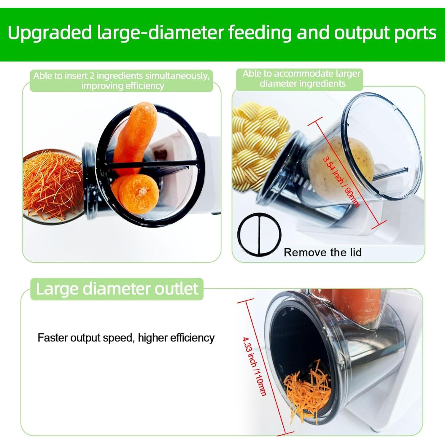 Electric Cheese Grater Salad Maker 300W Electric Vegetable Slicer Shredder Chopper for Fruits with 5 Different Shapes of stainless steel Blades Stainless Steel Food Cutter for Vegetables and Cheeses