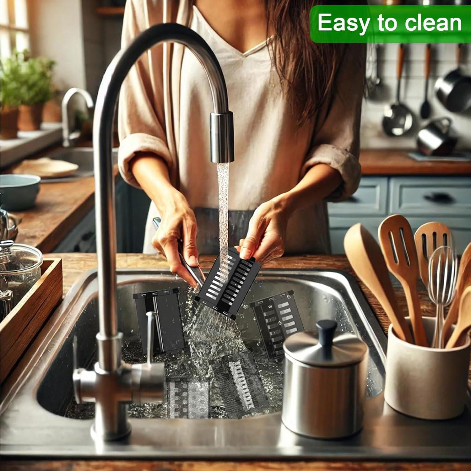 Electric Cheese Grater Salad Maker 300W Electric Vegetable Slicer Shredder Chopper for Fruits with 5 Different Shapes of stainless steel Blades Stainless Steel Food Cutter for Vegetables and Cheeses