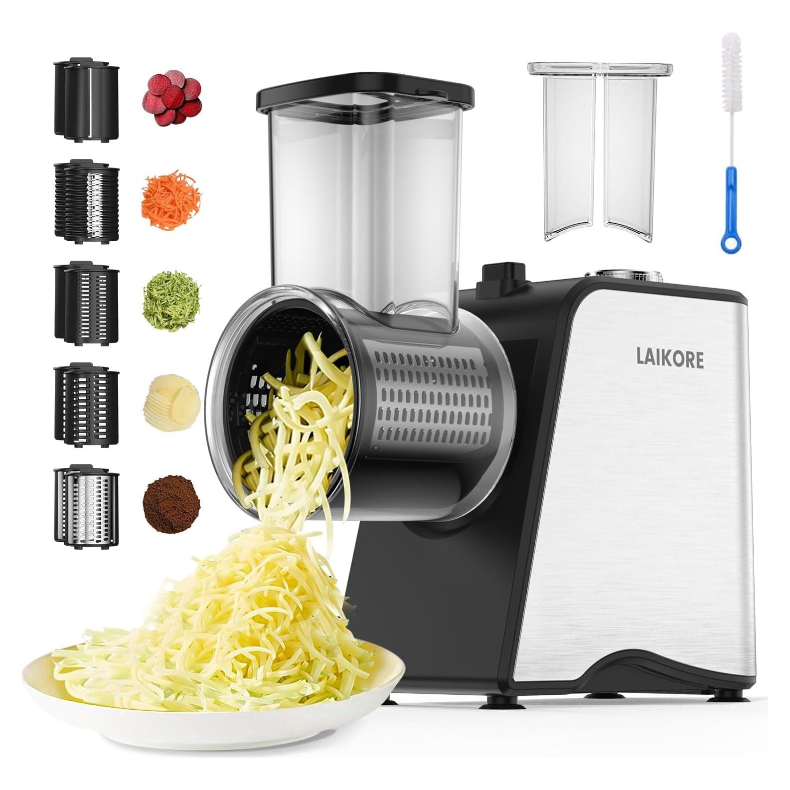 Rallador de Queso Eléctrico LAIKORE 250W 5 en 1 Acero Inoxidable