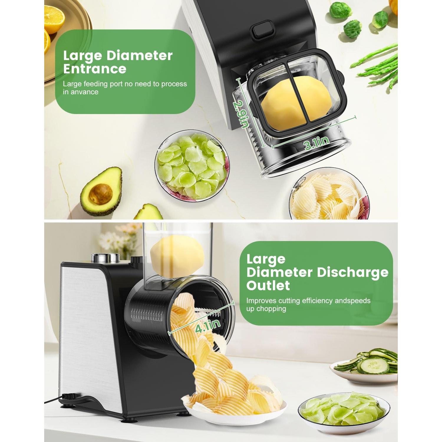 Rallador de Queso Eléctrico LAIKORE 250W 5 en 1 Acero Inoxidable