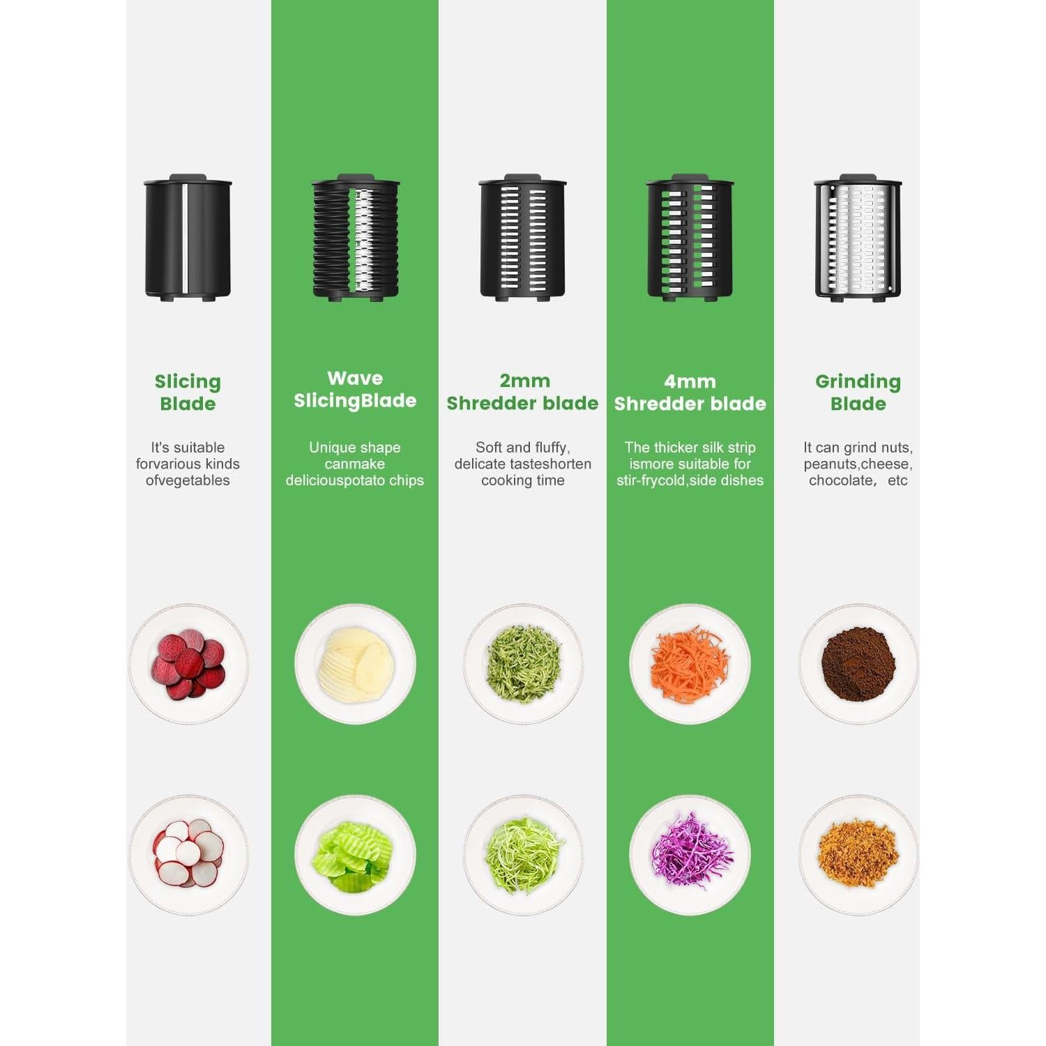 Rallador de Queso Eléctrico LAIKORE 250W 5 en 1 Acero Inoxidable