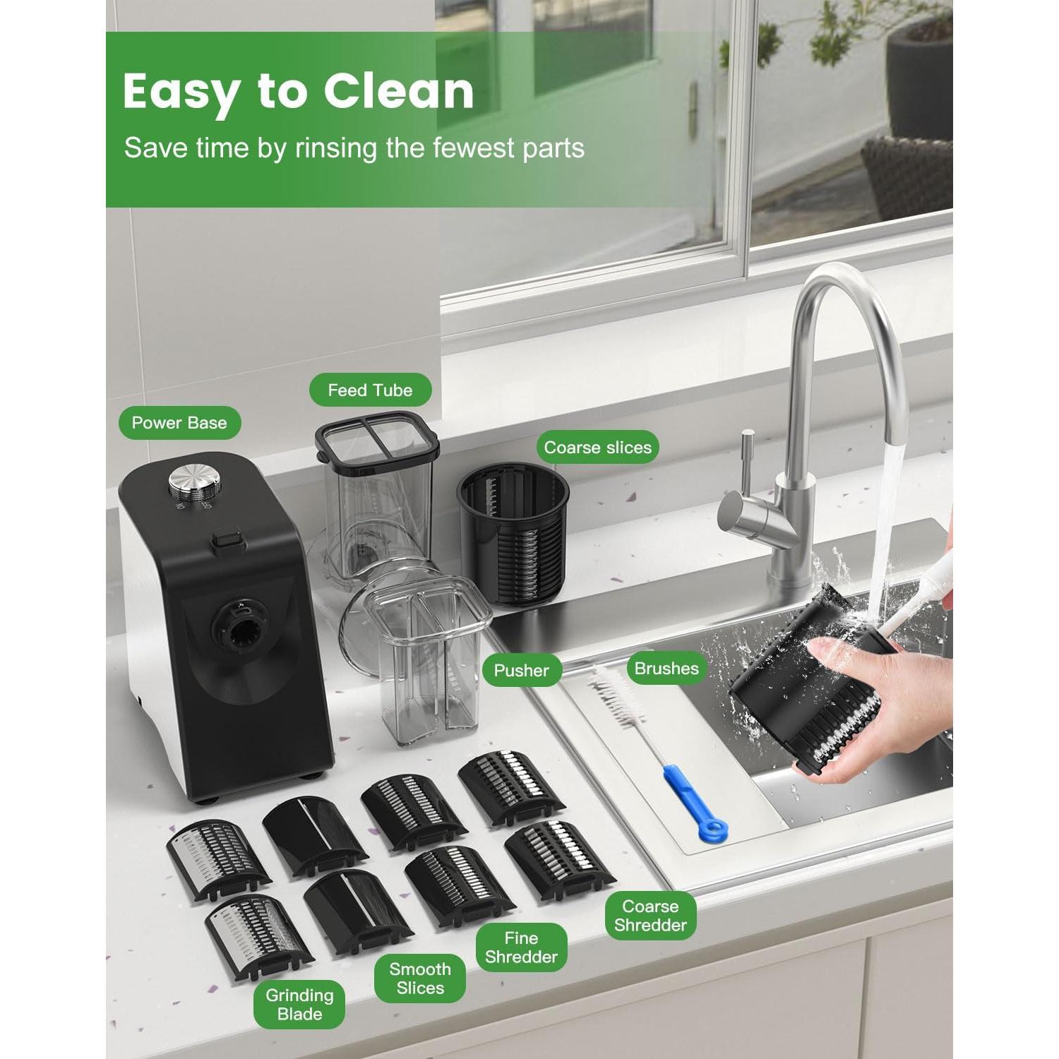 Rallador de Queso Eléctrico LAIKORE 250W 5 en 1 Acero Inoxidable