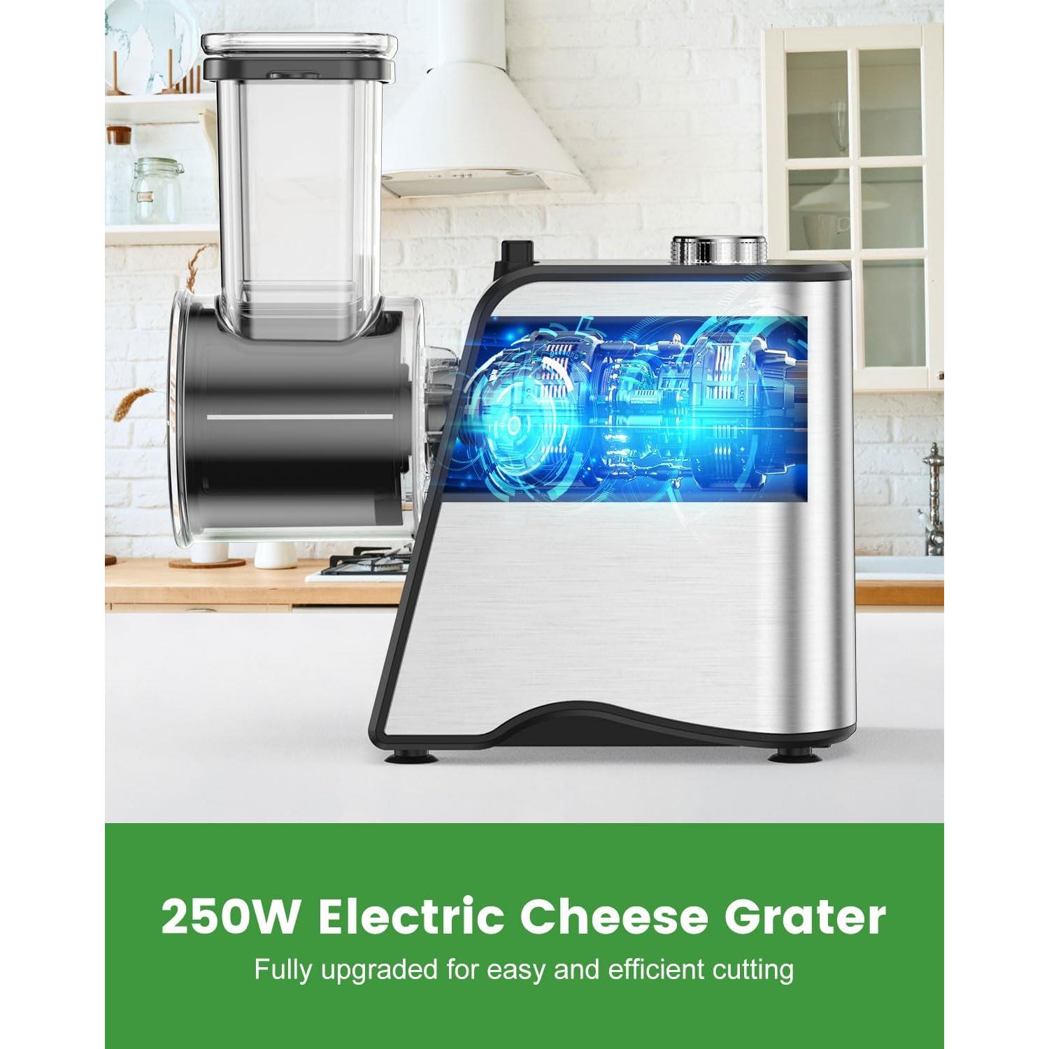 Rallador de Queso Eléctrico LAIKORE 250W 5 en 1 Acero Inoxidable
