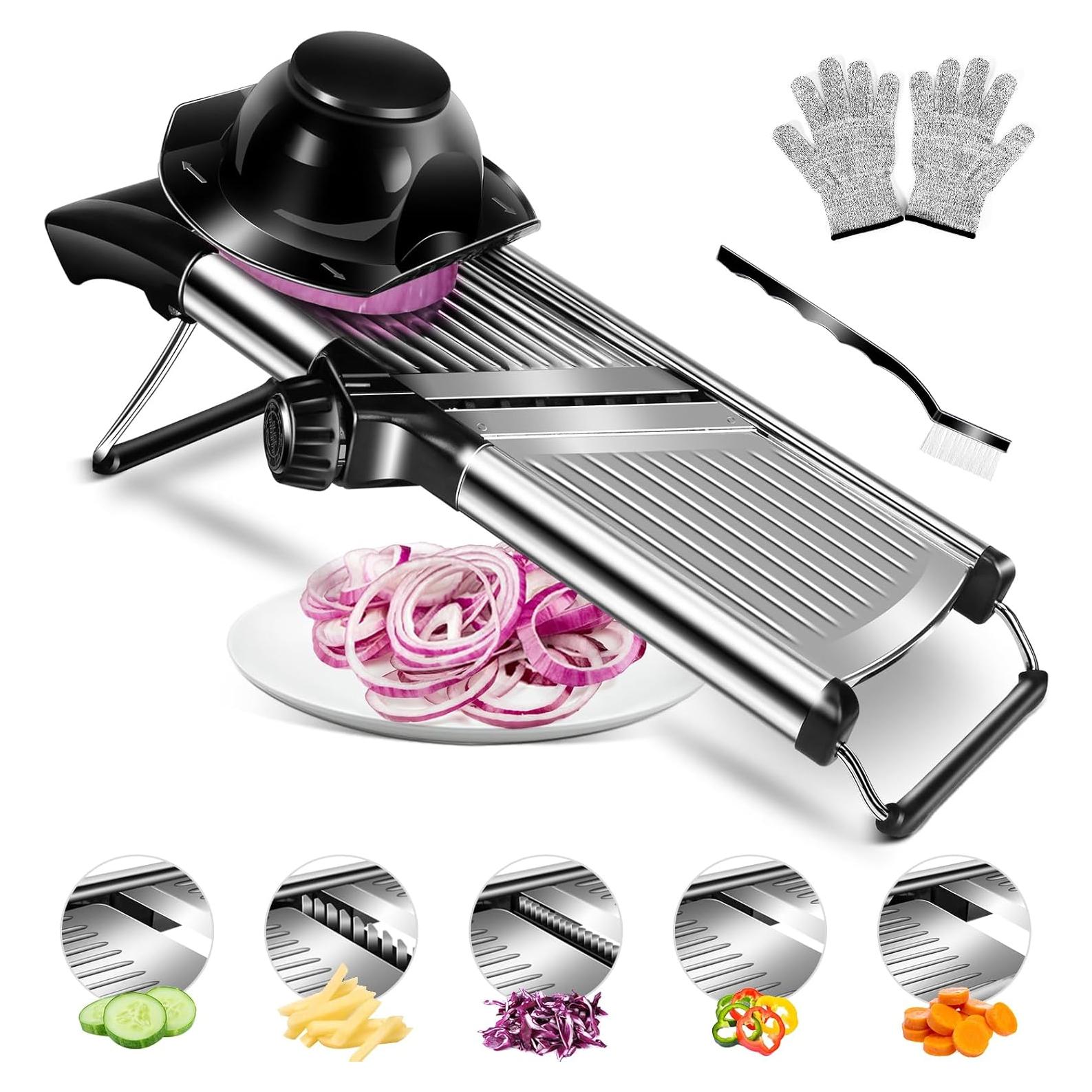 Cortador de Alimentos Mandolina MASTERTOP Acero Inoxidable 5 Cuchillas