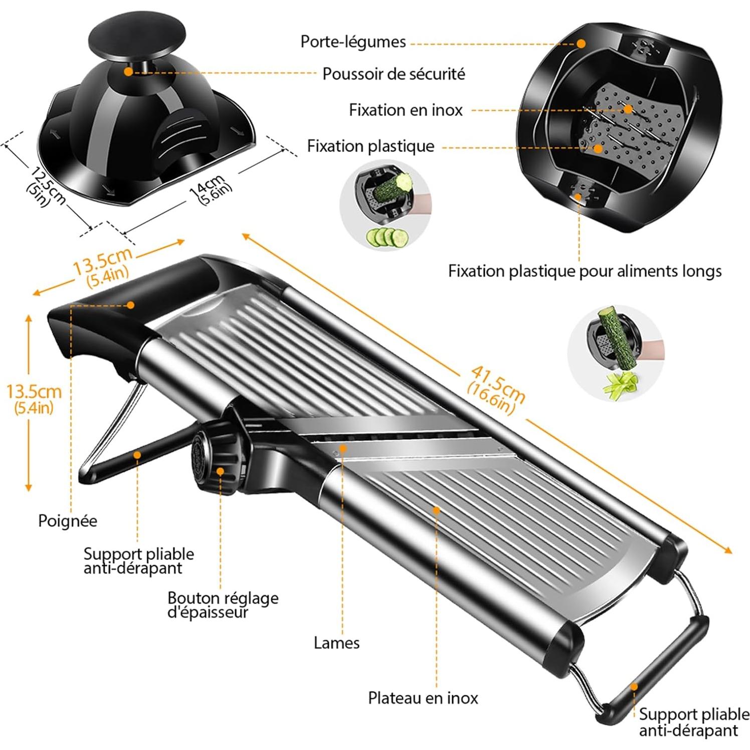 Cortador de Alimentos Mandolina MASTERTOP Acero Inoxidable 5 Cuchillas