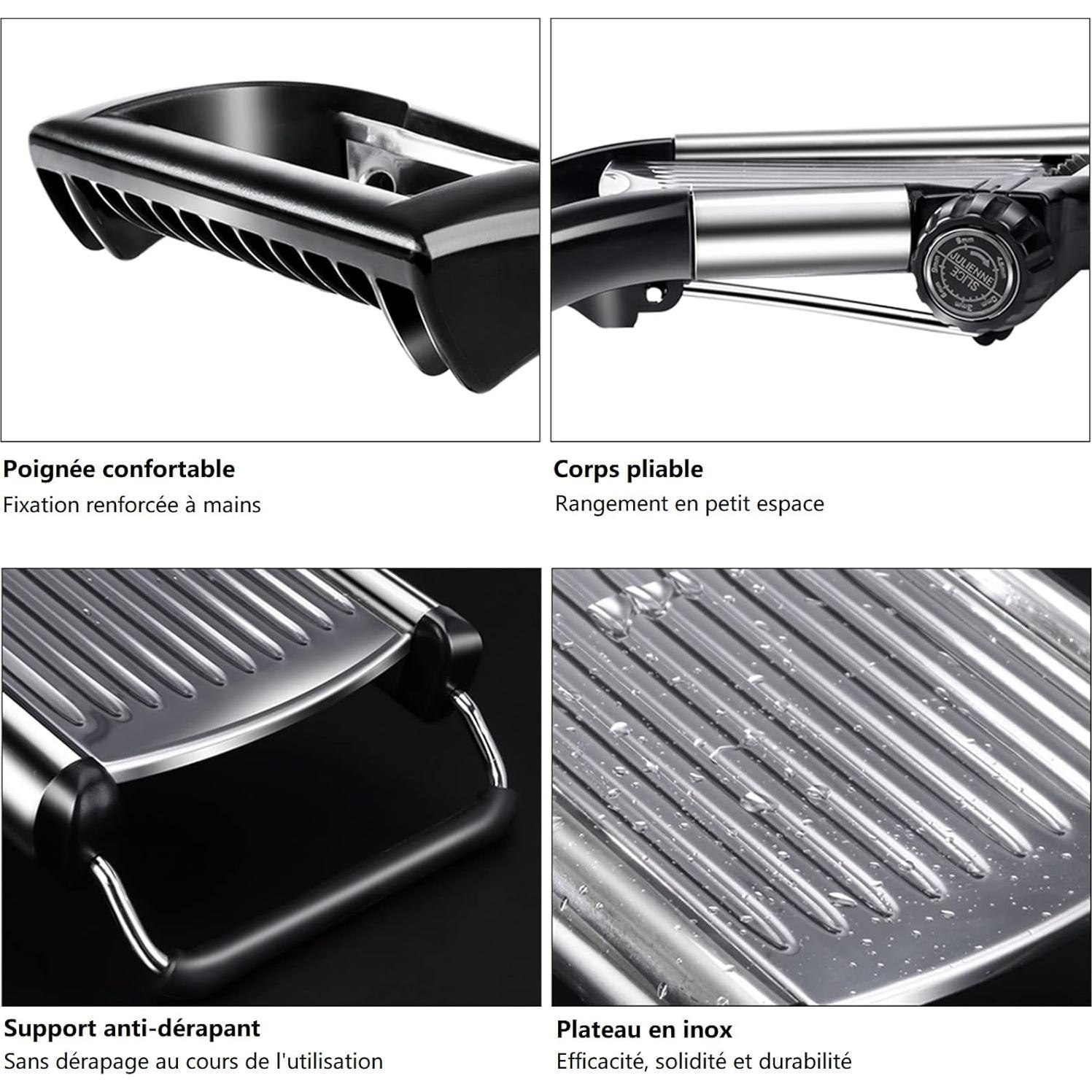 Cortador de Alimentos Mandolina MASTERTOP Acero Inoxidable 5 Cuchillas