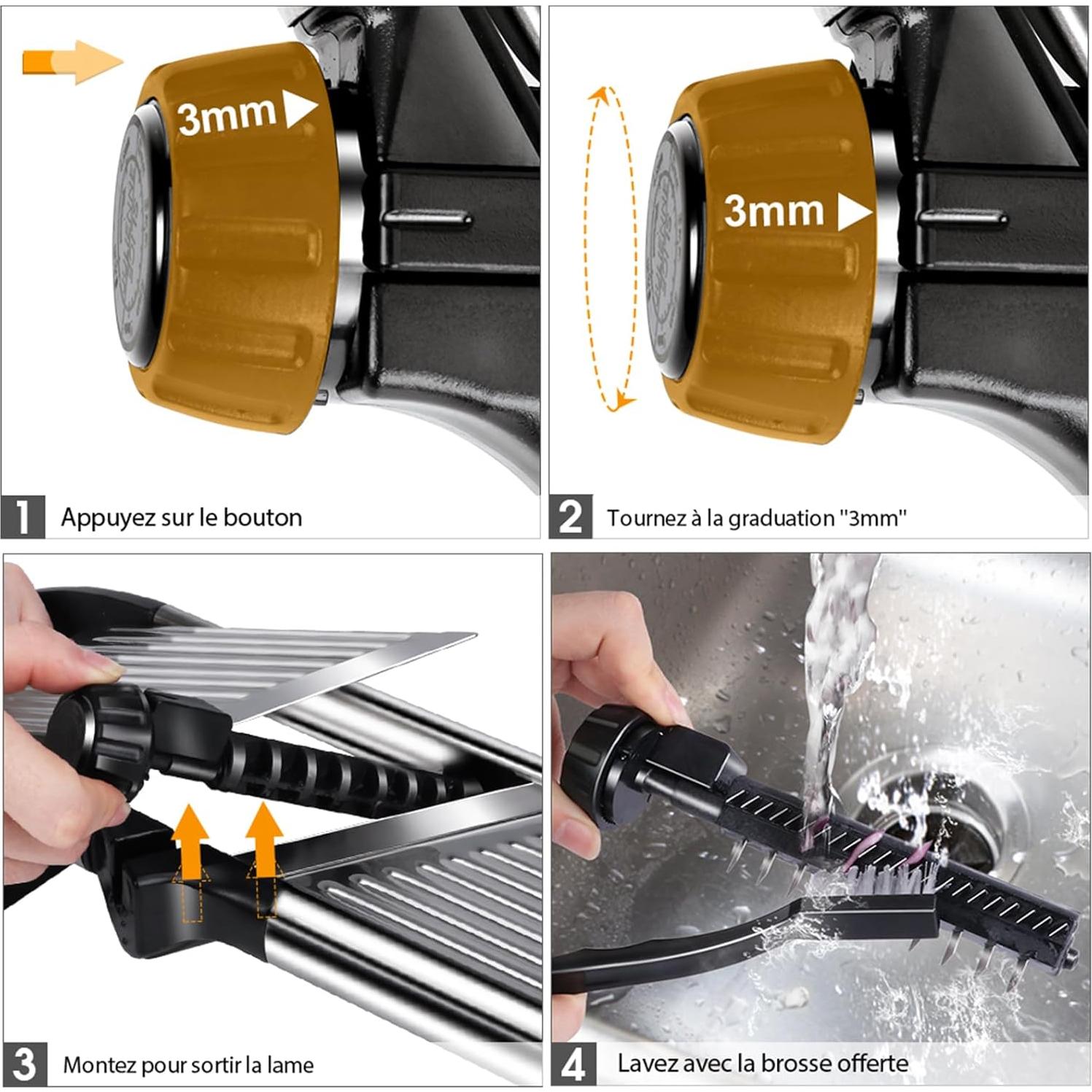 Cortador de Alimentos Mandolina MASTERTOP Acero Inoxidable 5 Cuchillas