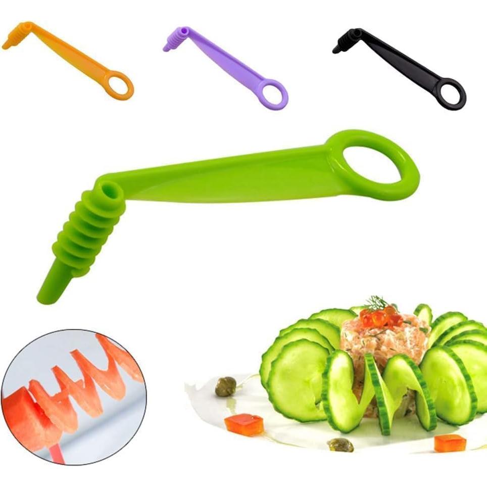 Green Spiral Slicer Portable Cucumber Potato Carrot Slicer Cutter Manual Kitchen Gadgets Plastic Garnishing Tool Fruit Vegetable Tool Graters, Peelers and Slicers