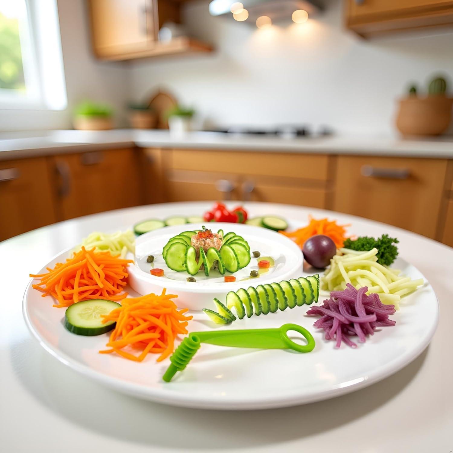Green Spiral Slicer Portable Cucumber Potato Carrot Slicer Cutter Manual Kitchen Gadgets Plastic Garnishing Tool Fruit Vegetable Tool Graters, Peelers and Slicers