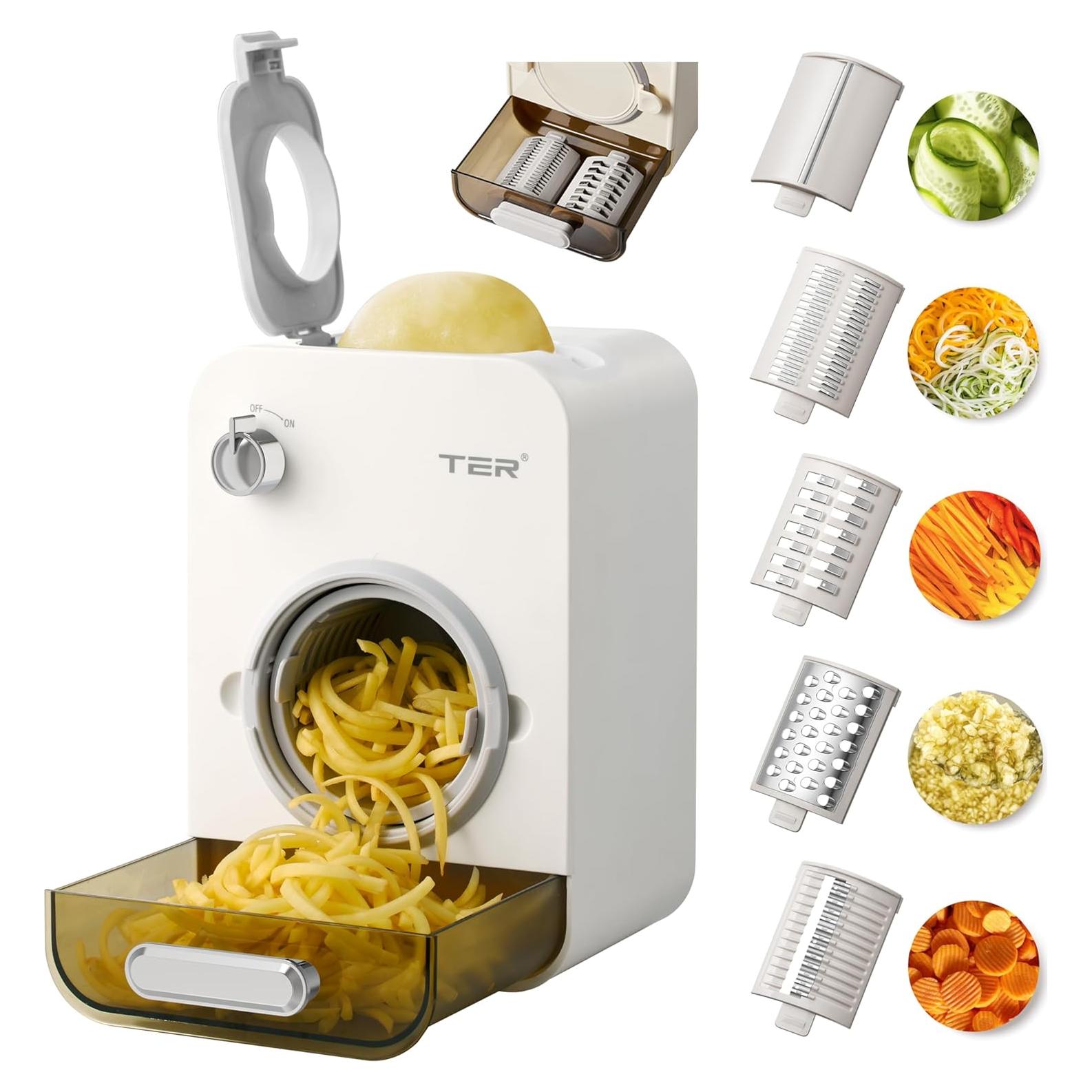 Rallador de Queso Eléctrico TER MG-10-B 5 en 1 con 5 Cuchillas