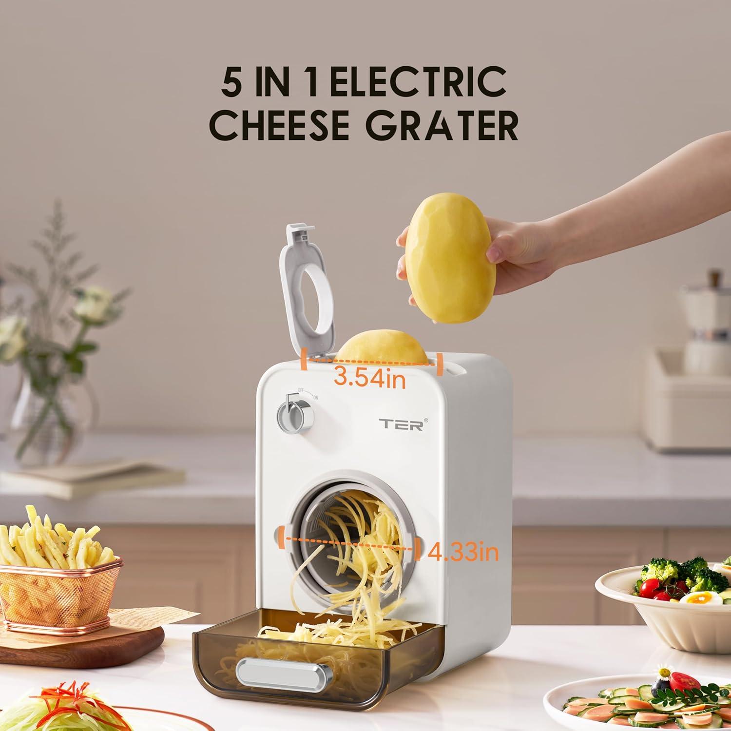Rallador de Queso Eléctrico TER MG-10-B 5 en 1 con 5 Cuchillas