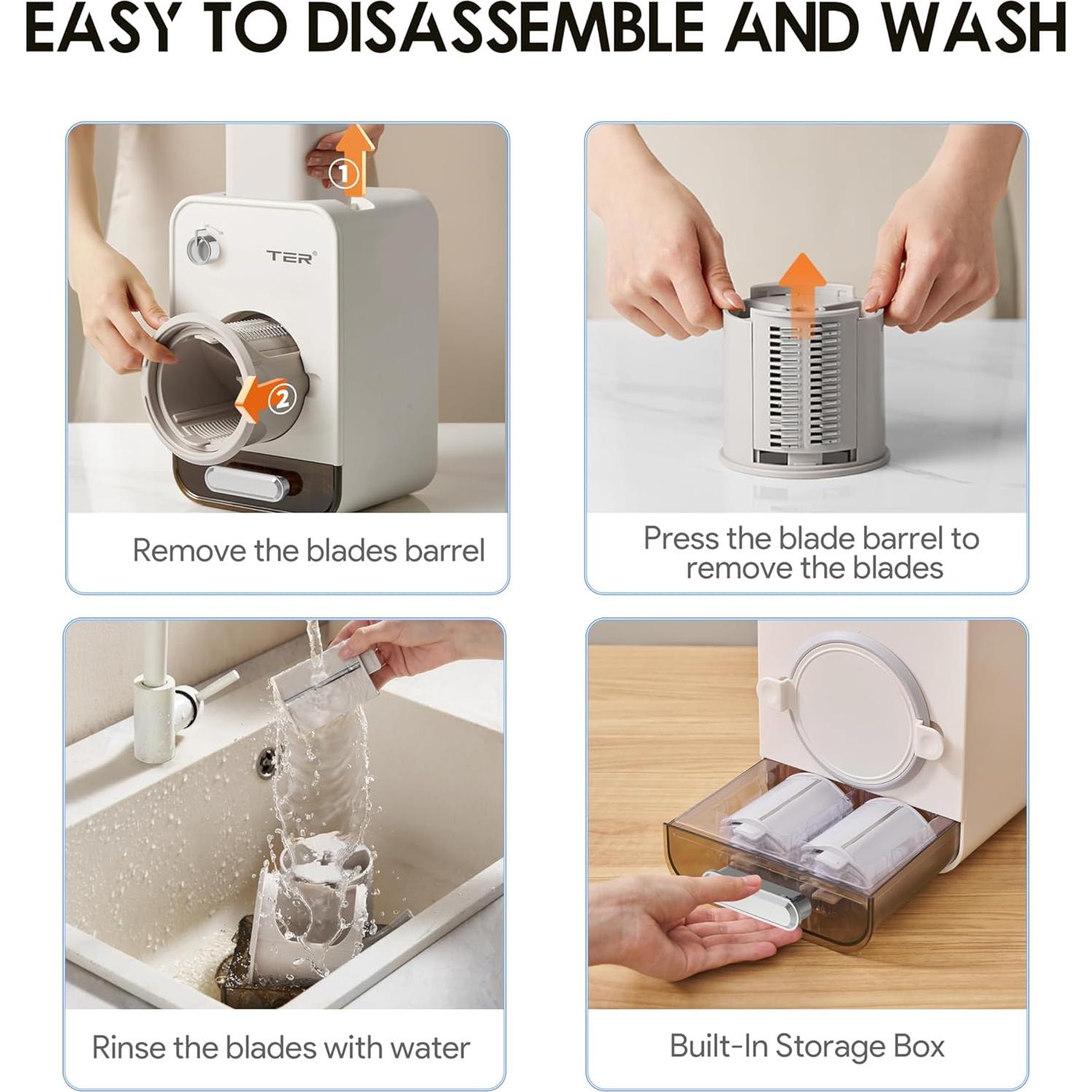 Rallador de Queso Eléctrico TER MG-10-B 5 en 1 con 5 Cuchillas