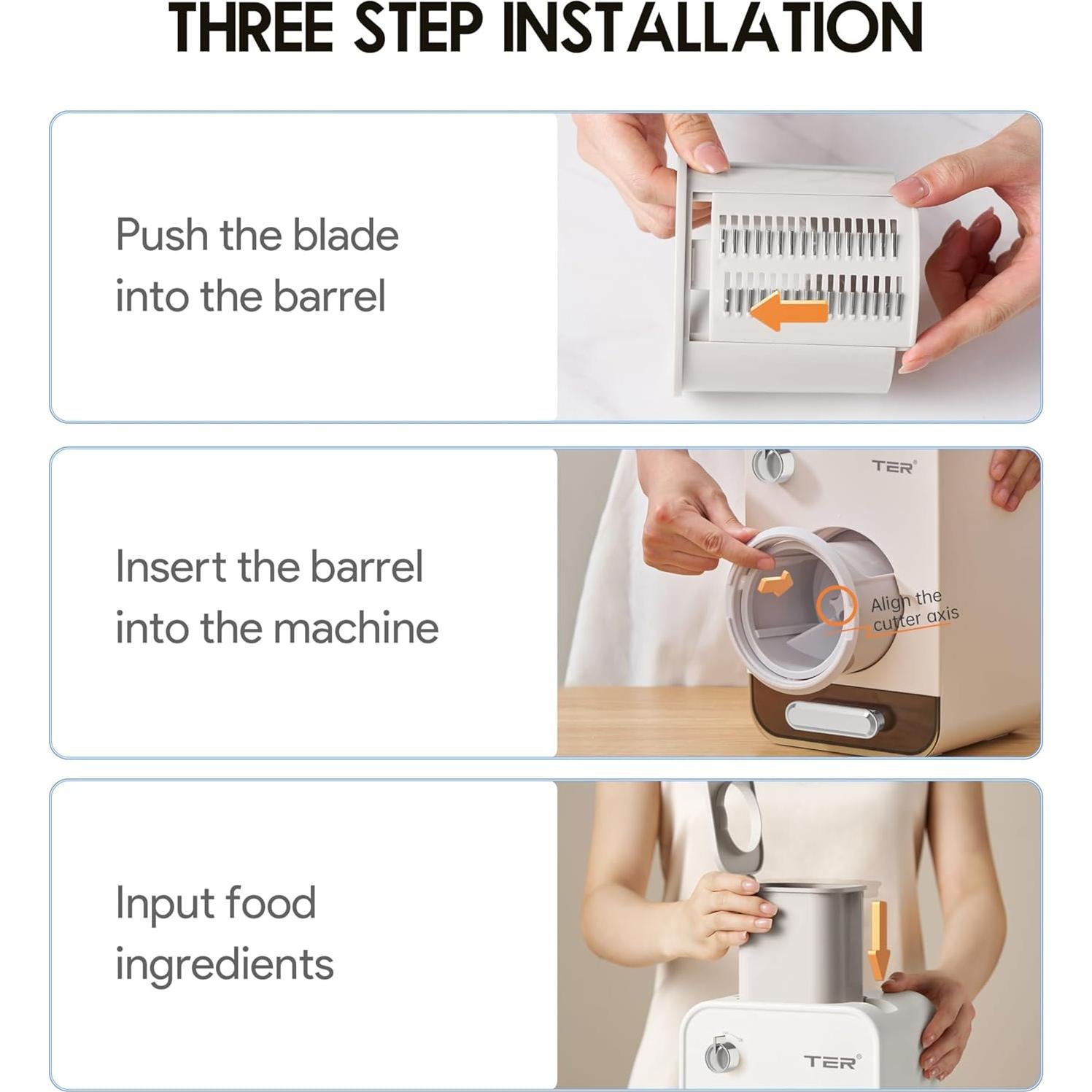 Rallador de Queso Eléctrico TER MG-10-B 5 en 1 con 5 Cuchillas