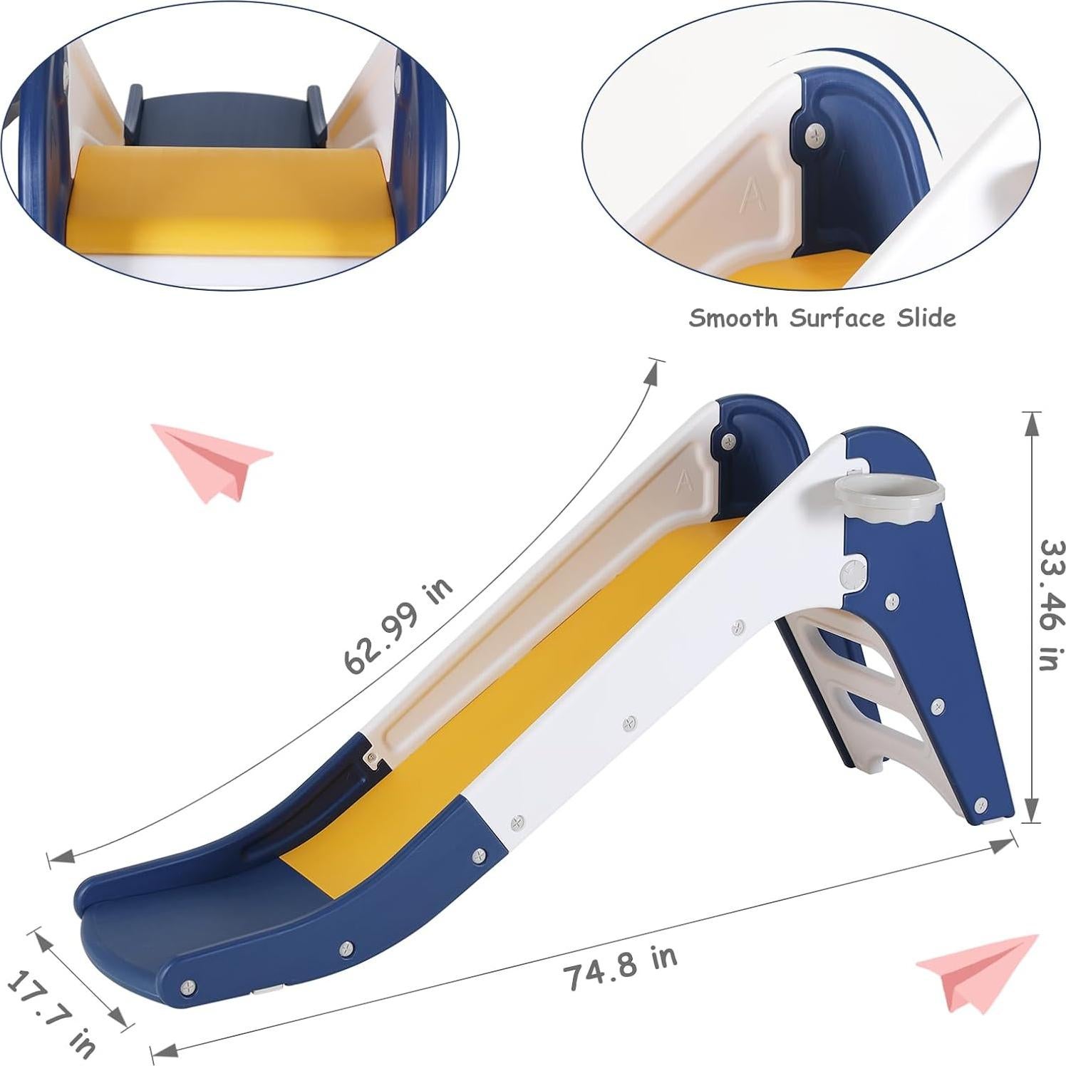 Tobogán Arlopu para Niños 3 en 1 con Aro de Baloncesto