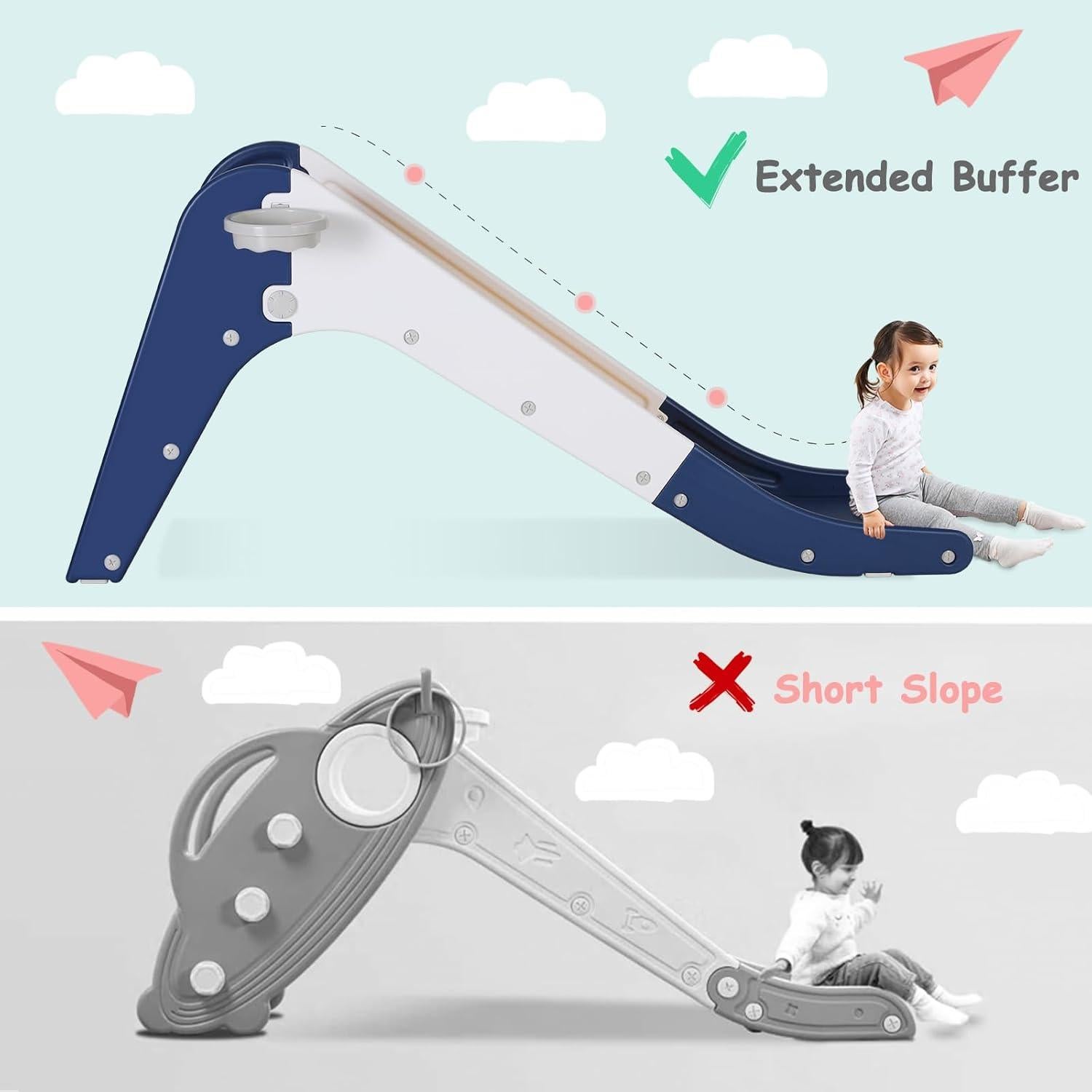 Tobogán Arlopu para Niños 3 en 1 con Aro de Baloncesto