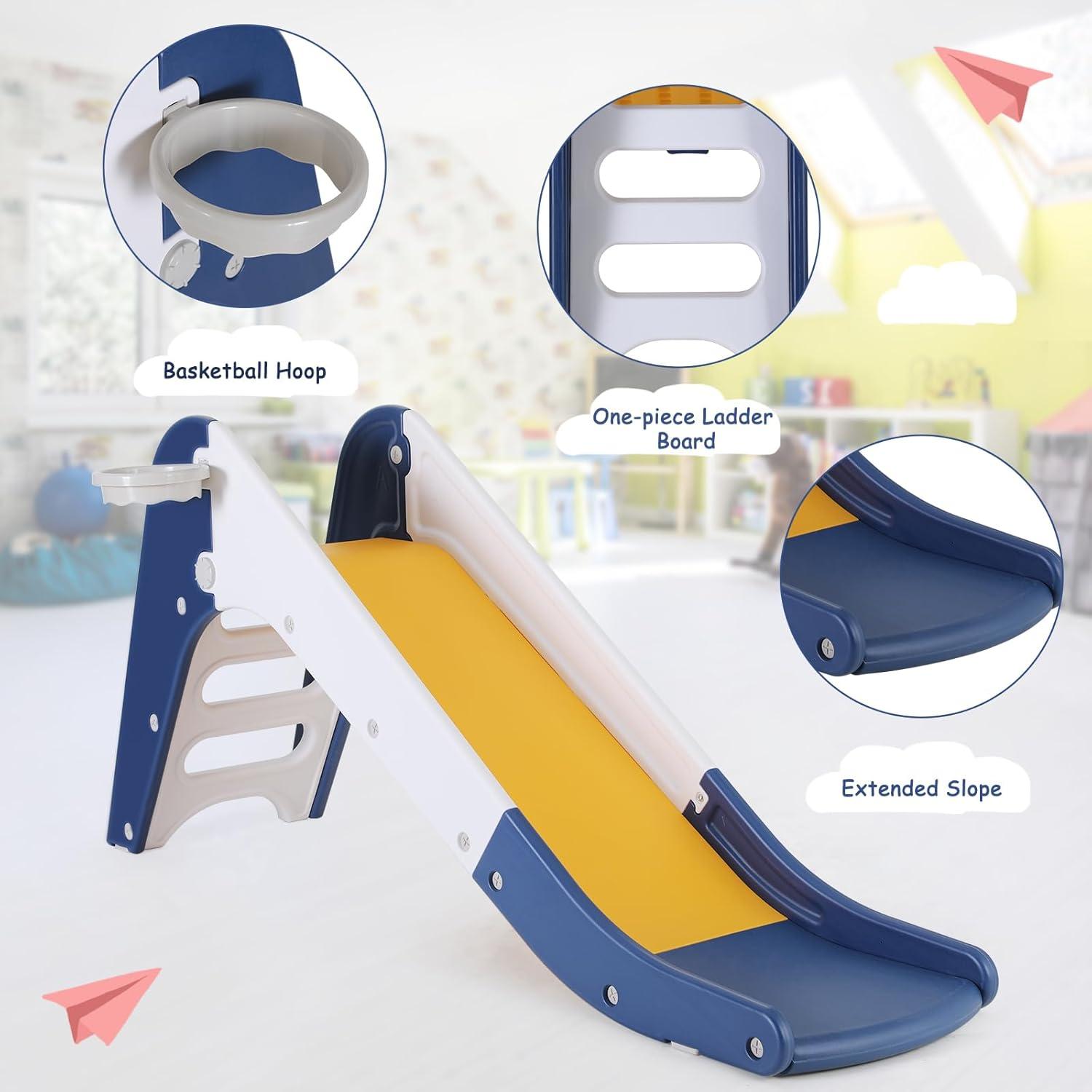 Tobogán Arlopu para Niños 3 en 1 con Aro de Baloncesto