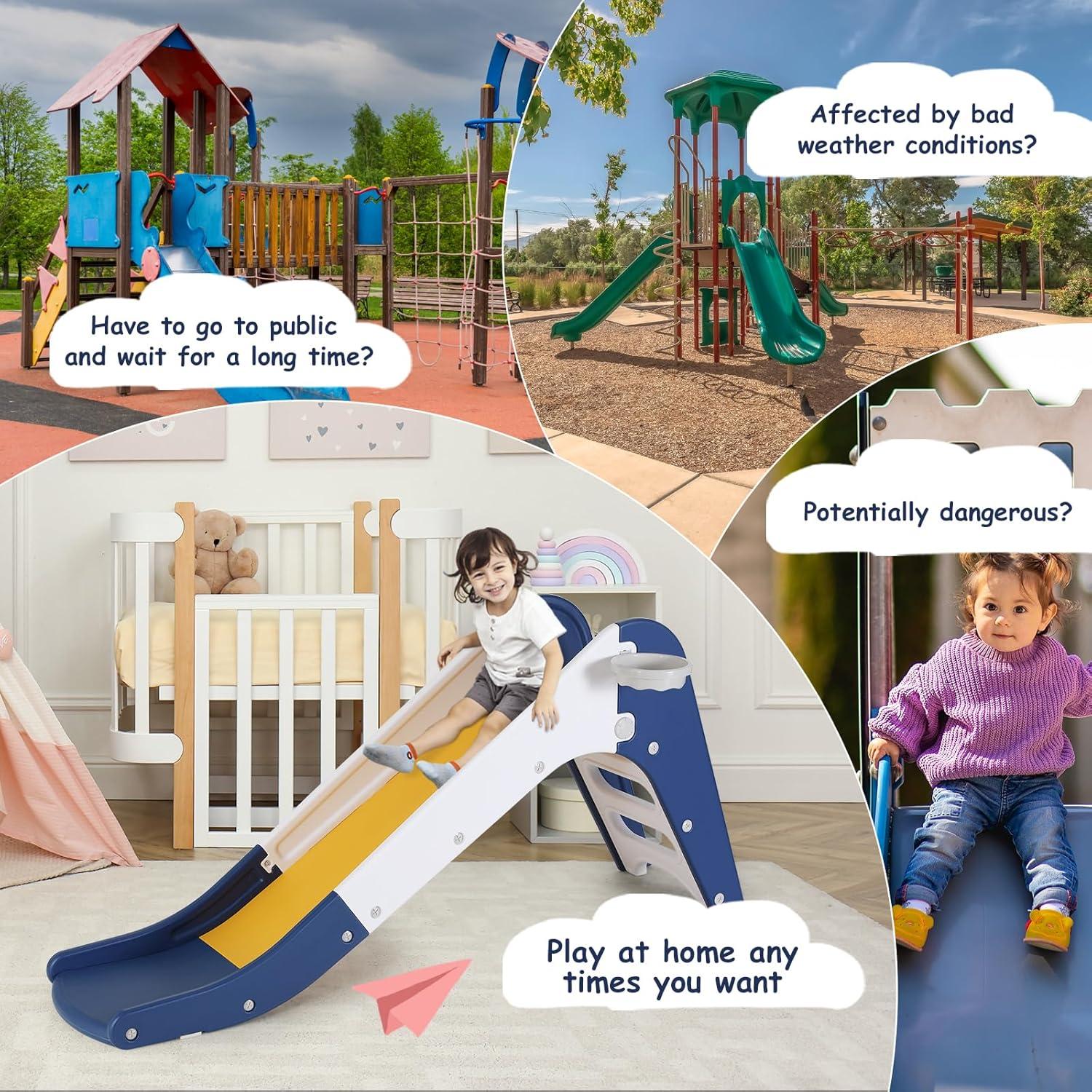 Tobogán Arlopu para Niños 3 en 1 con Aro de Baloncesto