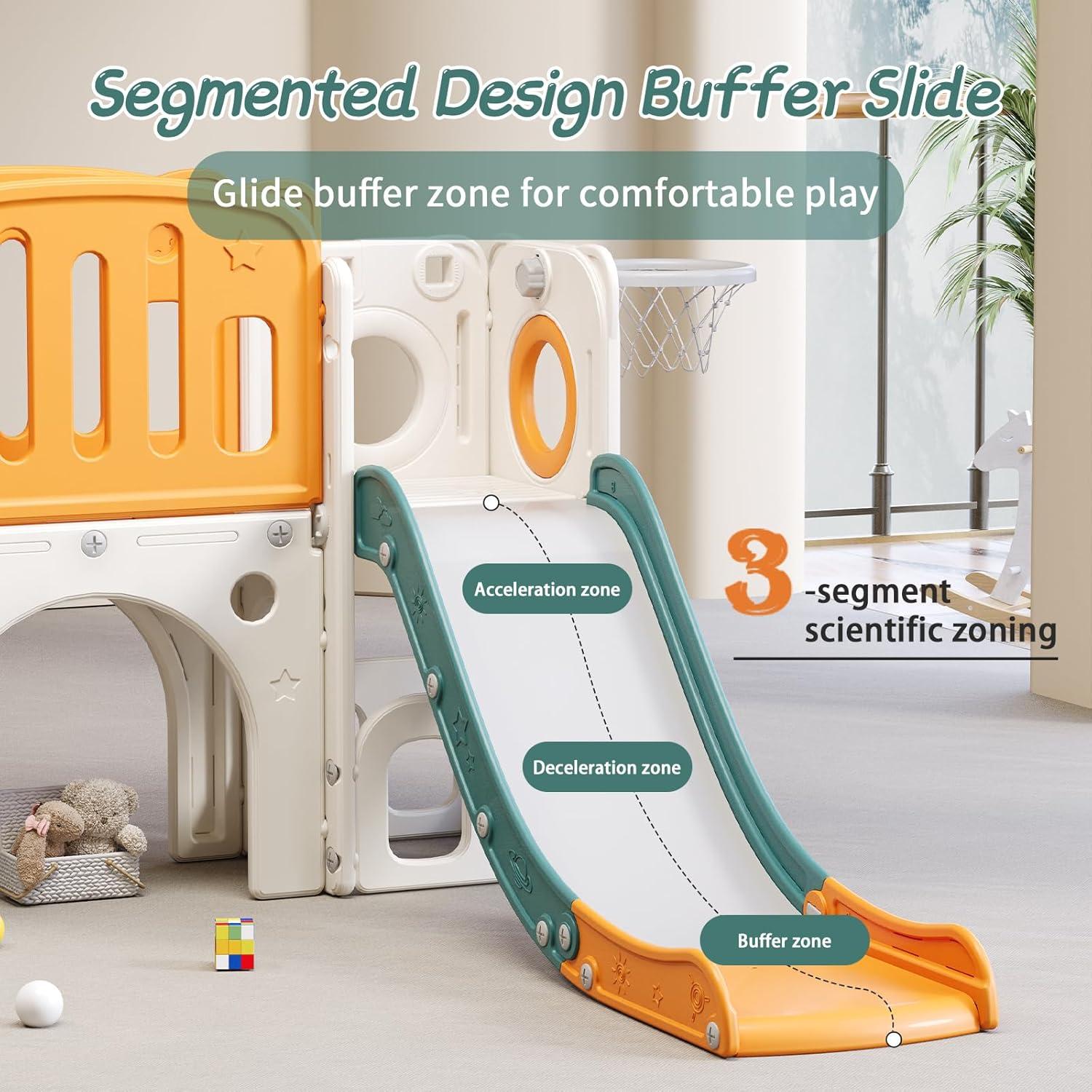 Tobogán para Niños YUYUE 8 en 1 con Escalera y Aro de Baloncesto