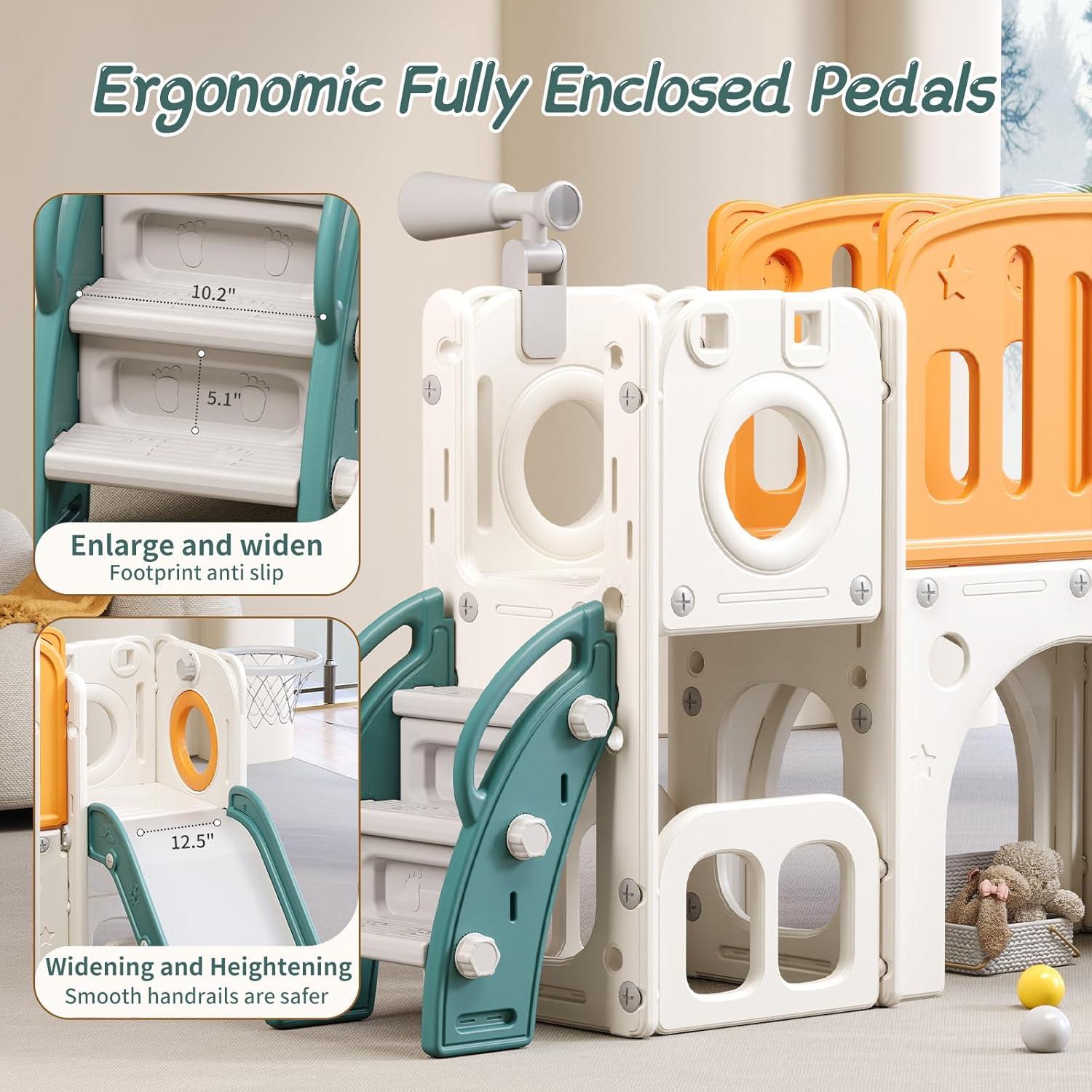 Tobogán para Niños YUYUE 8 en 1 con Escalera y Aro de Baloncesto