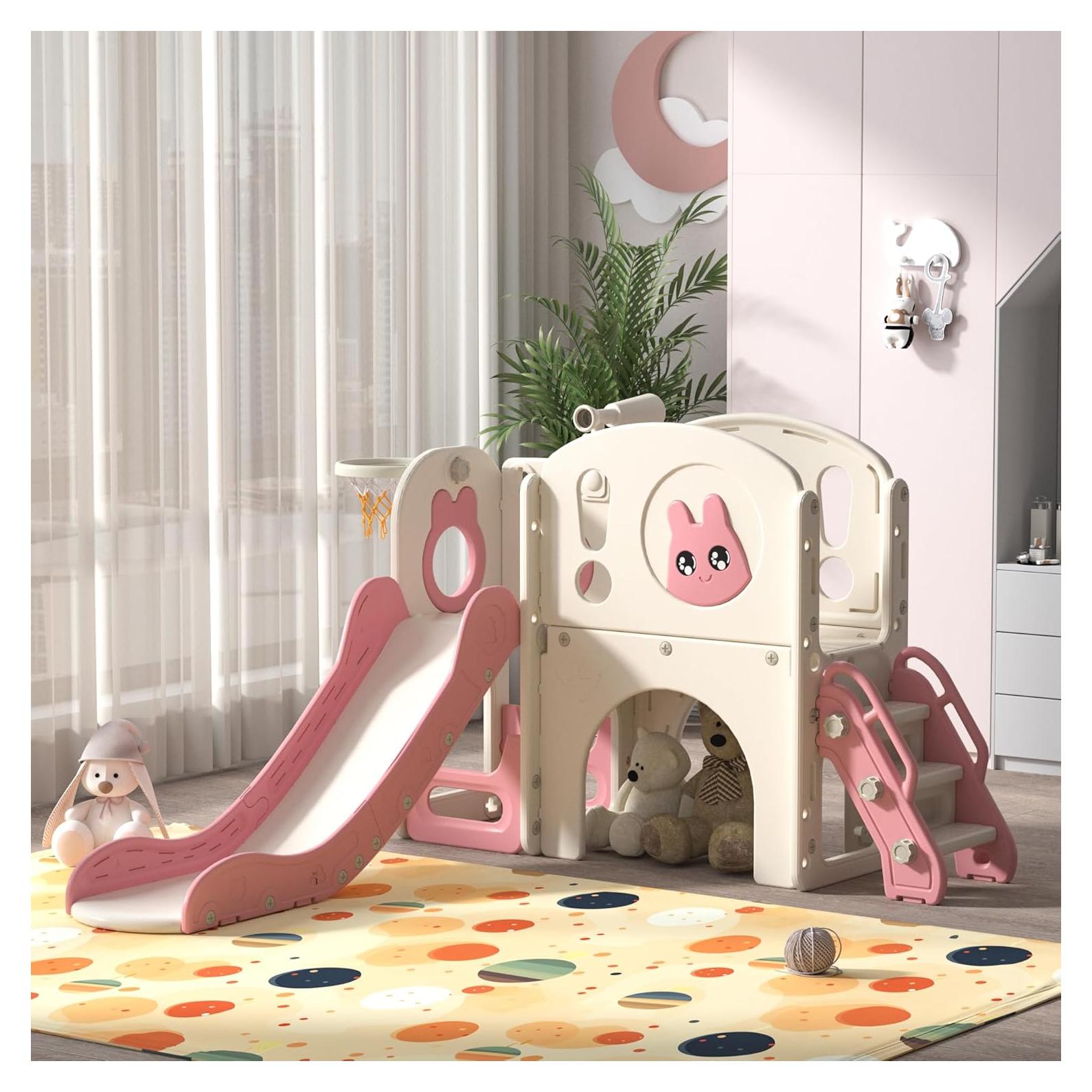 Juego de Escalera y Tobogán 8 en 1 Nyeekoy Rosa