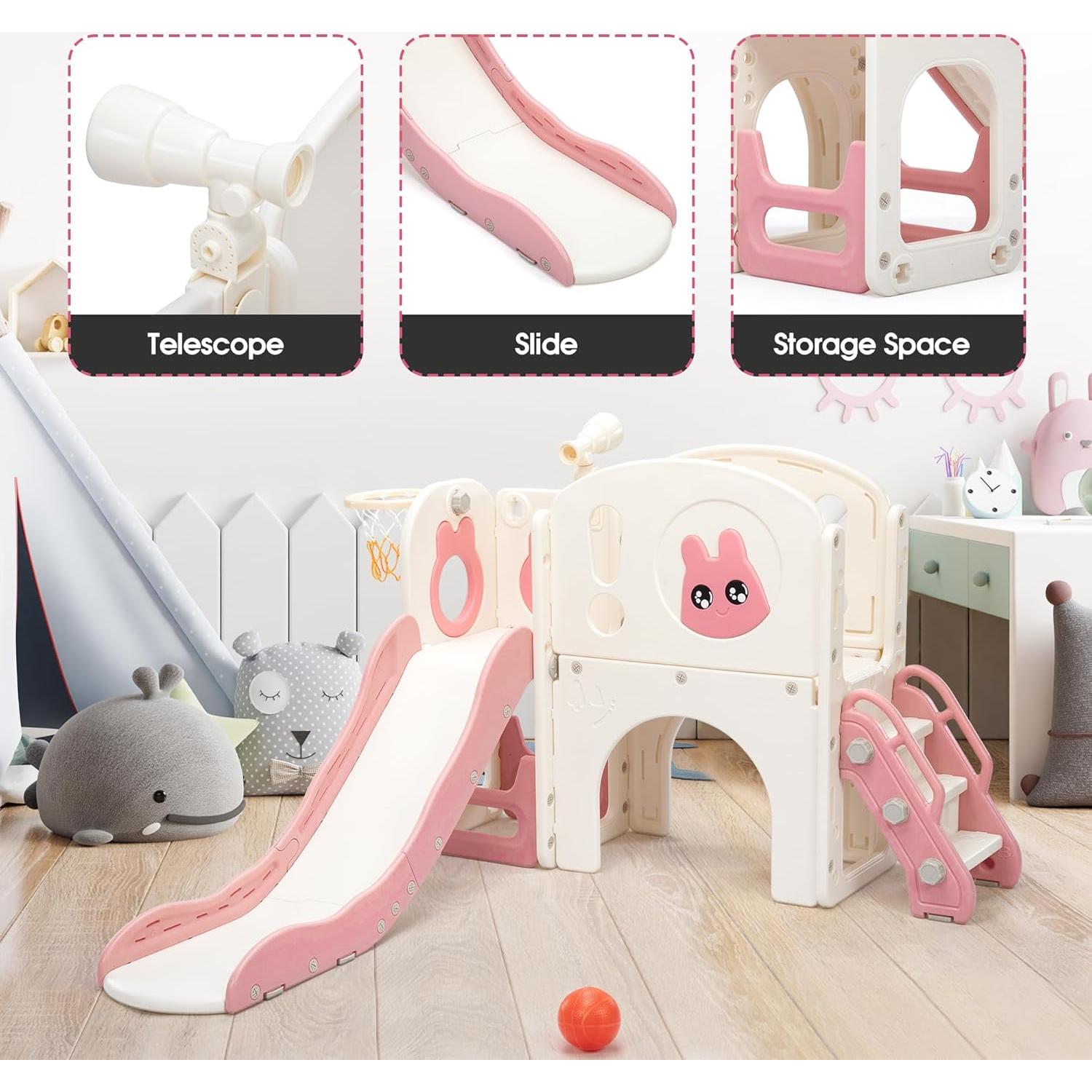 Juego de Escalera y Tobogán 8 en 1 Nyeekoy Rosa