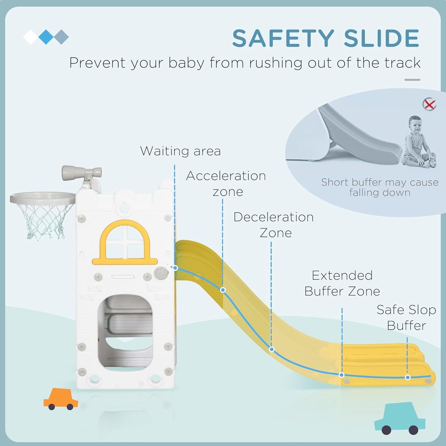 Tobogán 5 en 1 Qaba para Niños 1-3 Años con Aro y Telescopio