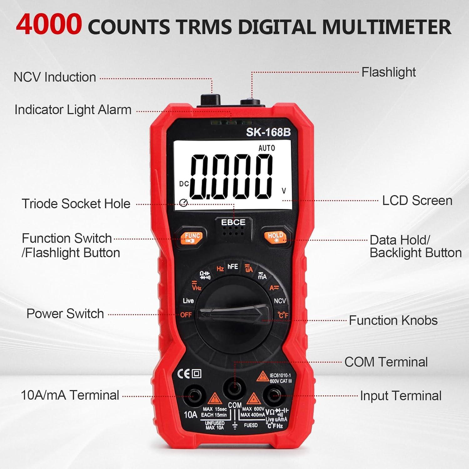 Multímetro Digital Beaquicy TRMS 4000 Cuentas 600V AC/DC