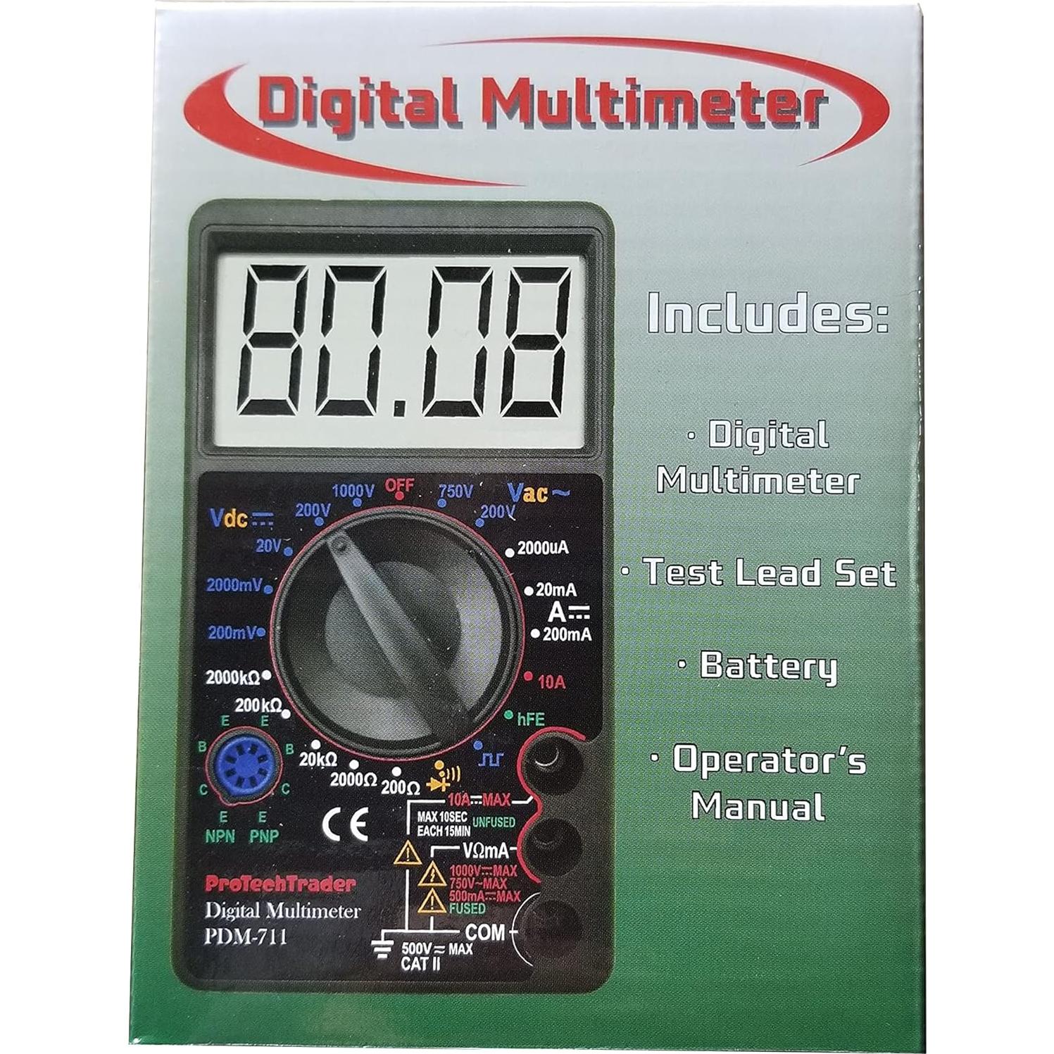 Multímetro Digital ProTechTrader PDM711 Pantalla Grande 2.92cm