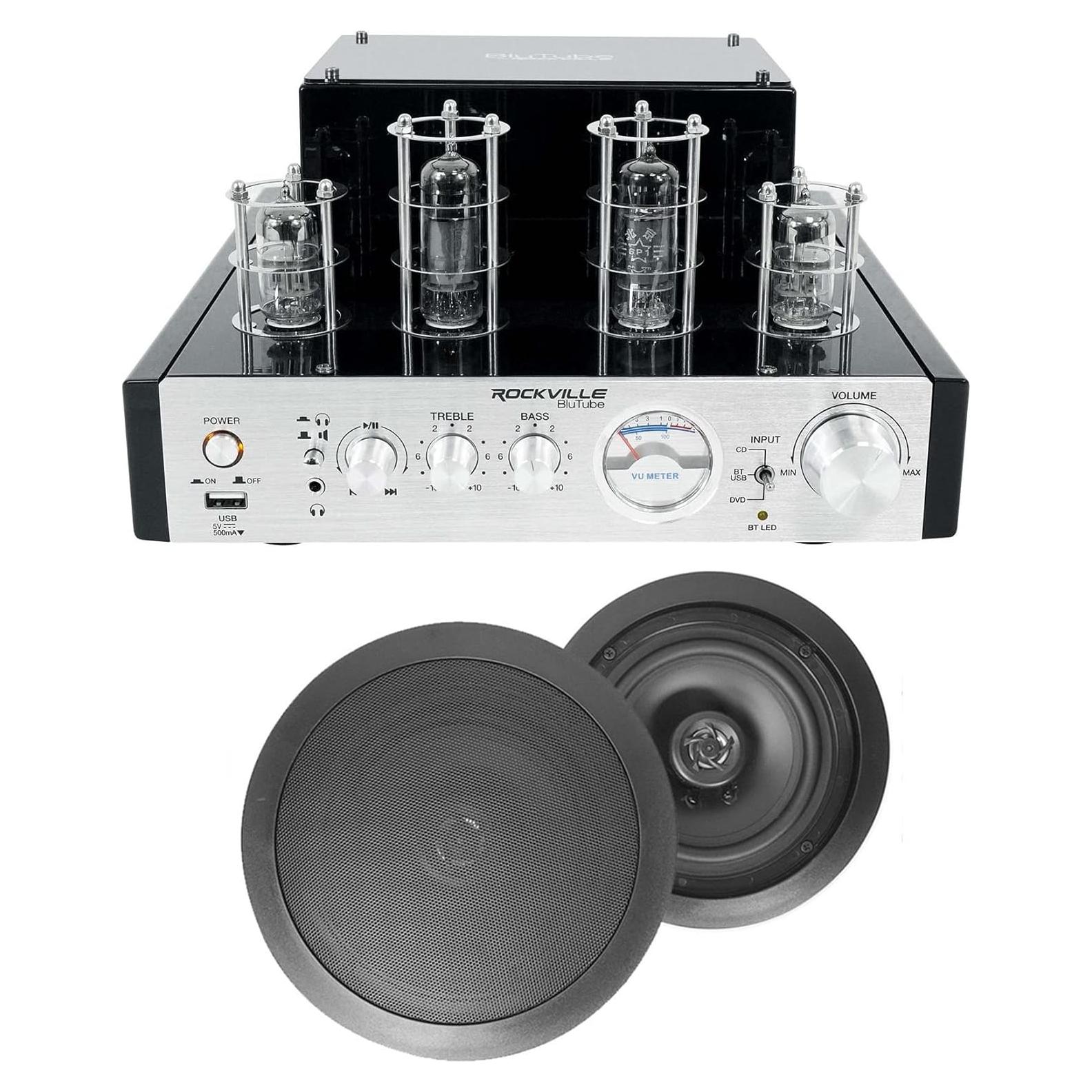 Rockville BluTube Amplificador de Válvulas 70W + 2 Altavoces HC85