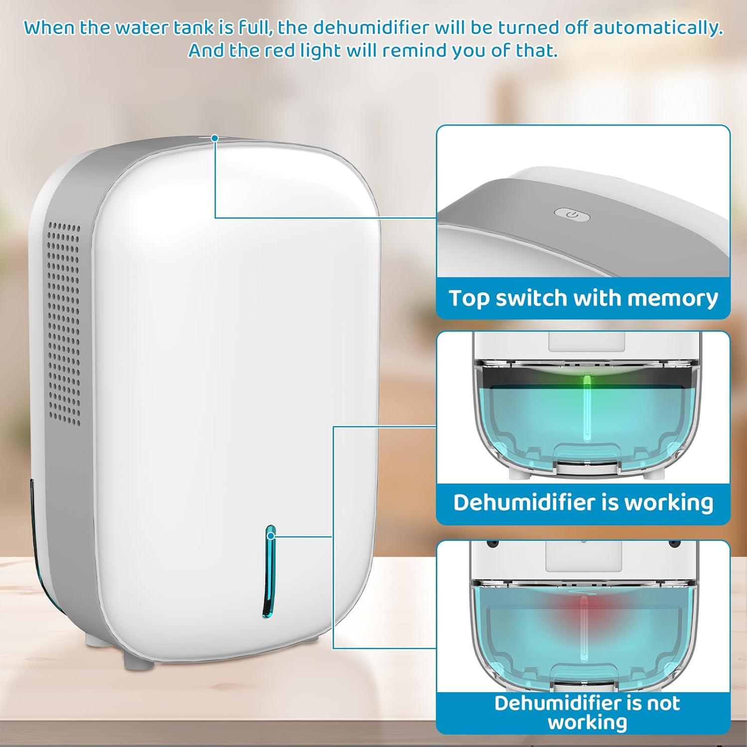 Deshumidificador Mini Bangnics 500ml Silencioso 25W Blanco