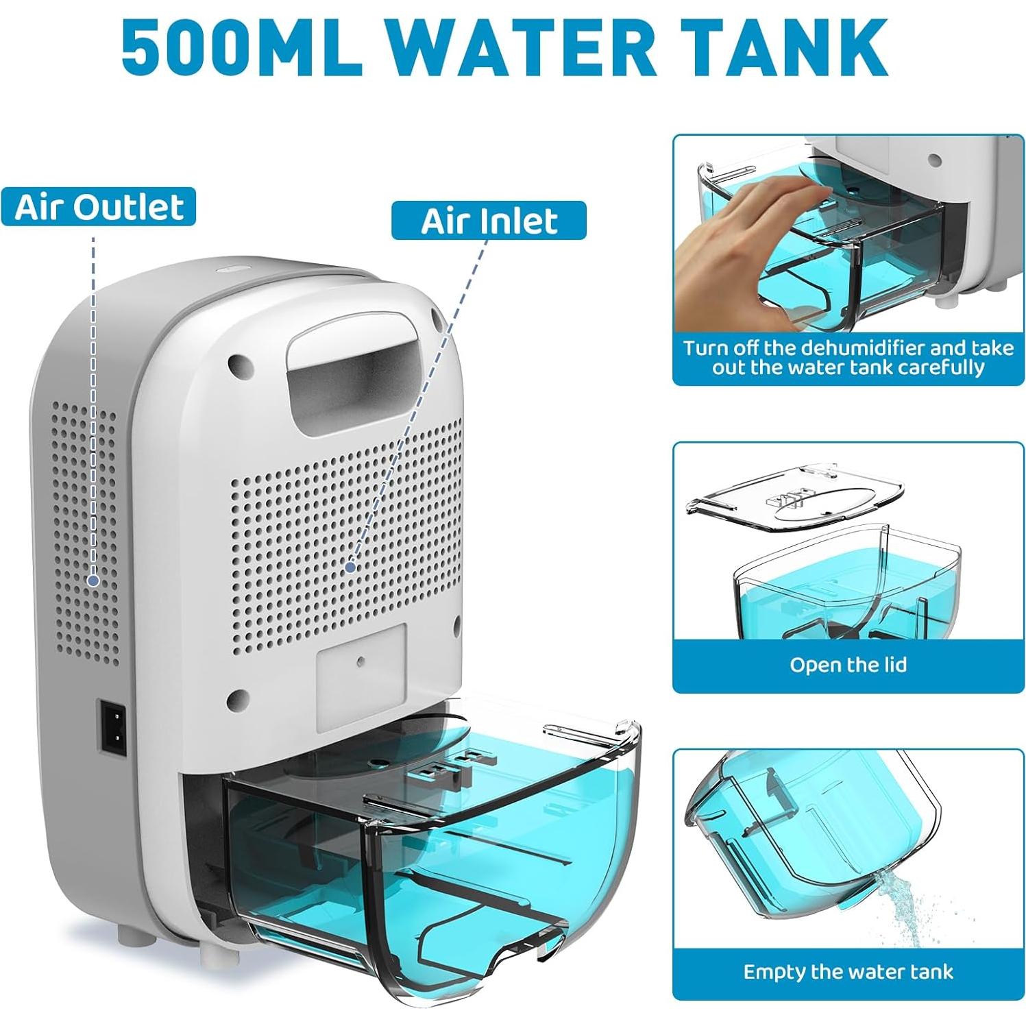 Deshumidificador Mini Bangnics 500ml Silencioso 25W Blanco