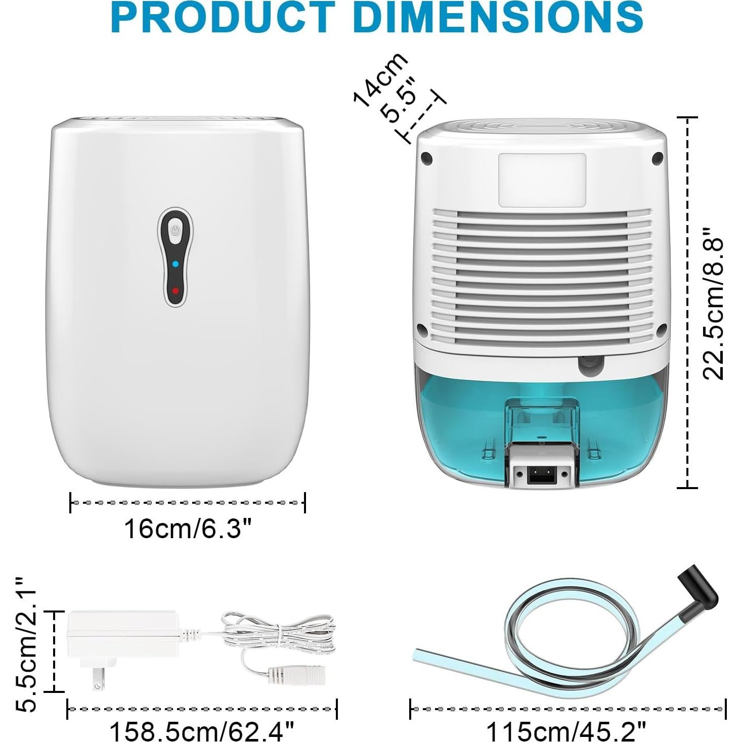 Deshumidificador Mini Litever LL-VS-DH07 22W Drenaje Continuo