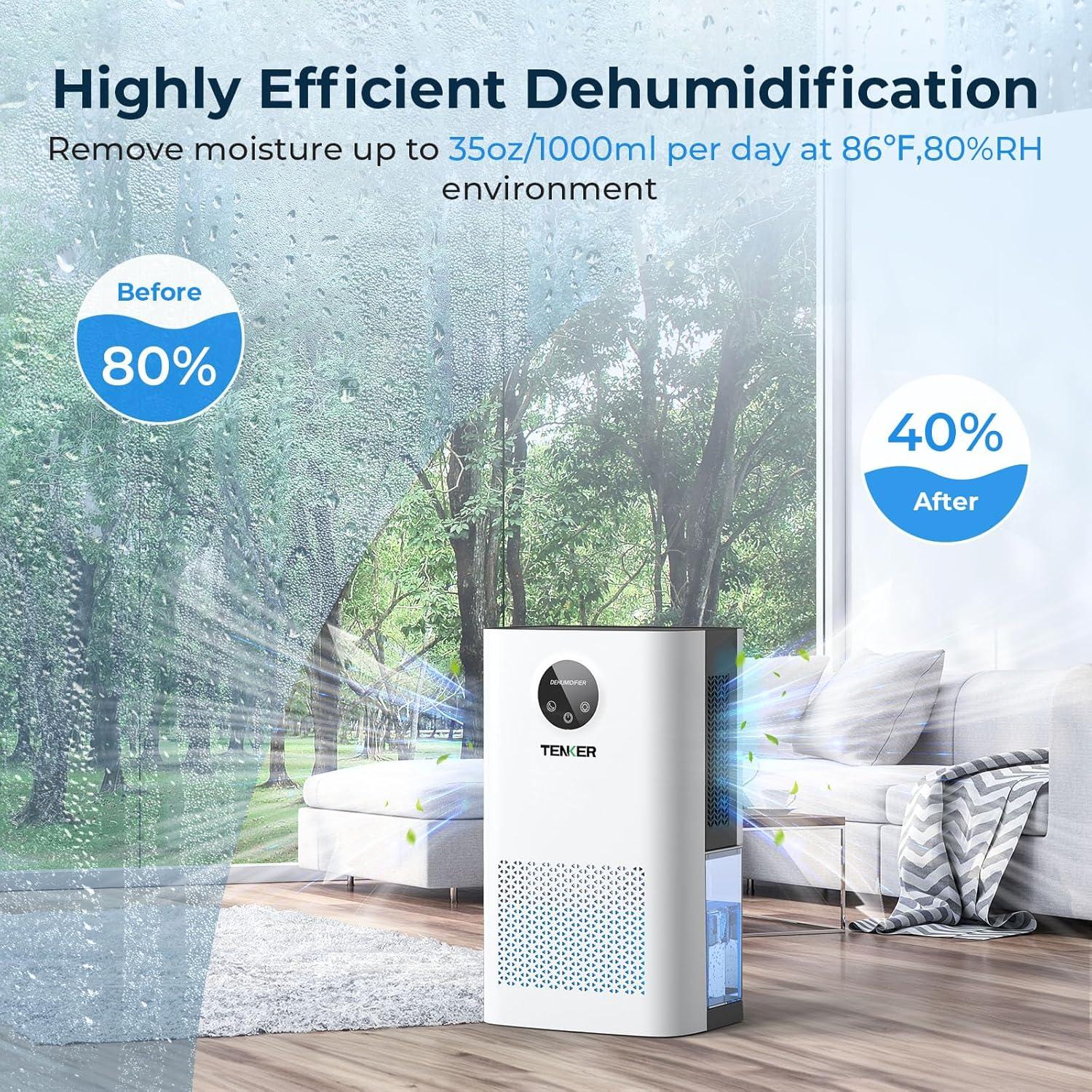Deshumidificador TENKER QIG-D03 2200ml Silencioso Blanco