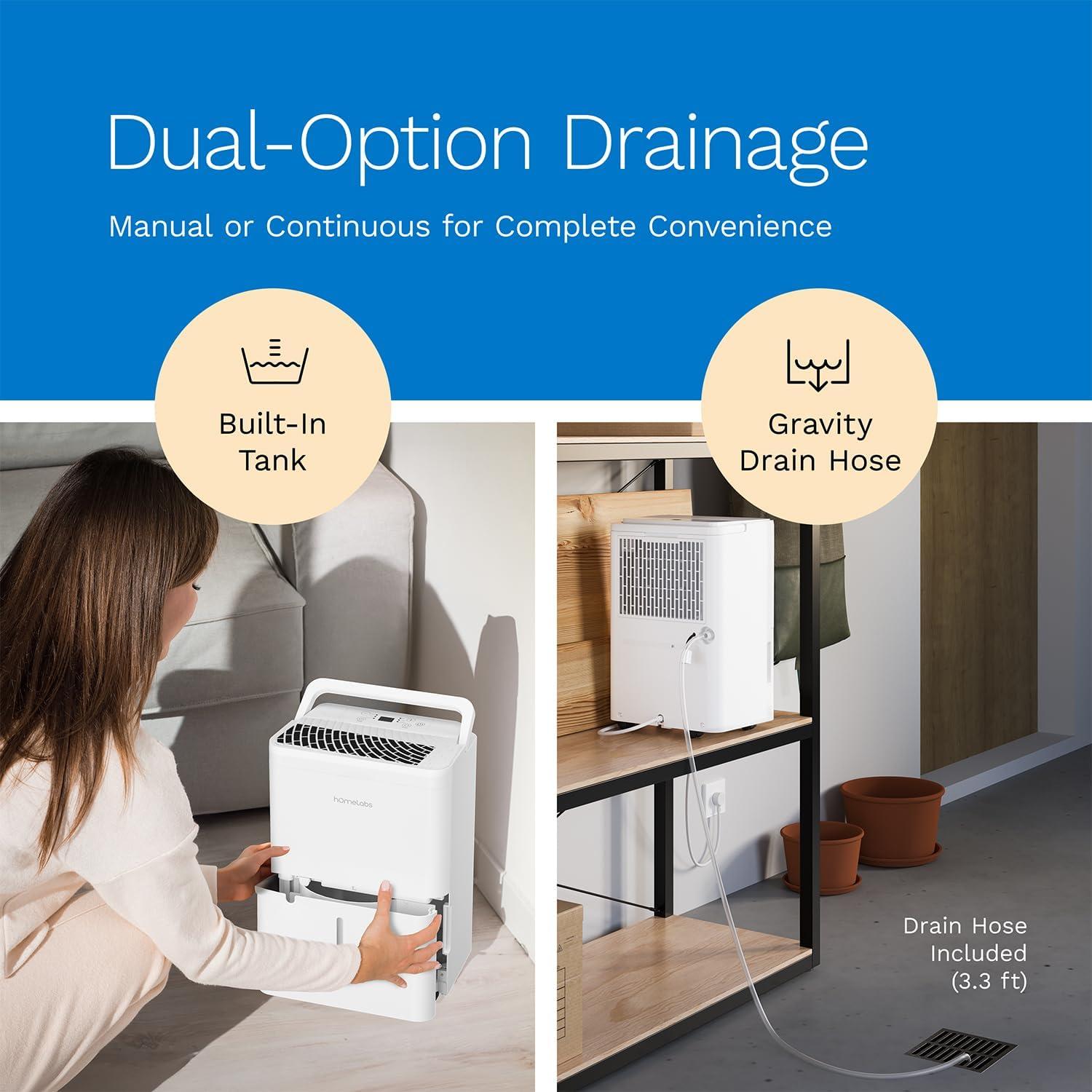 Deshumidificador hOmeLabs 11,36L Wi-Fi para 167m² Silencioso