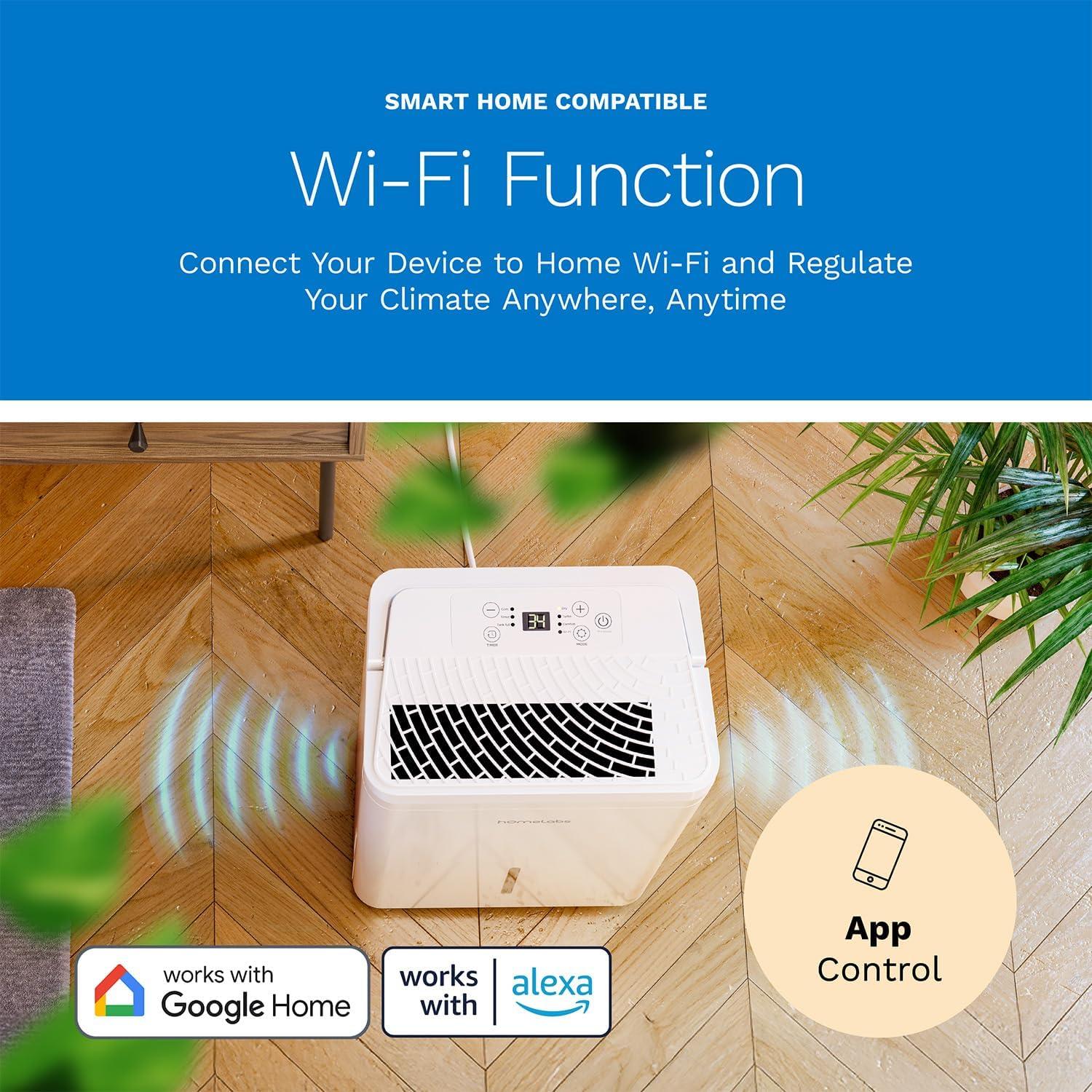 Deshumidificador hOmeLabs 11,36L Wi-Fi para 167m² Silencioso