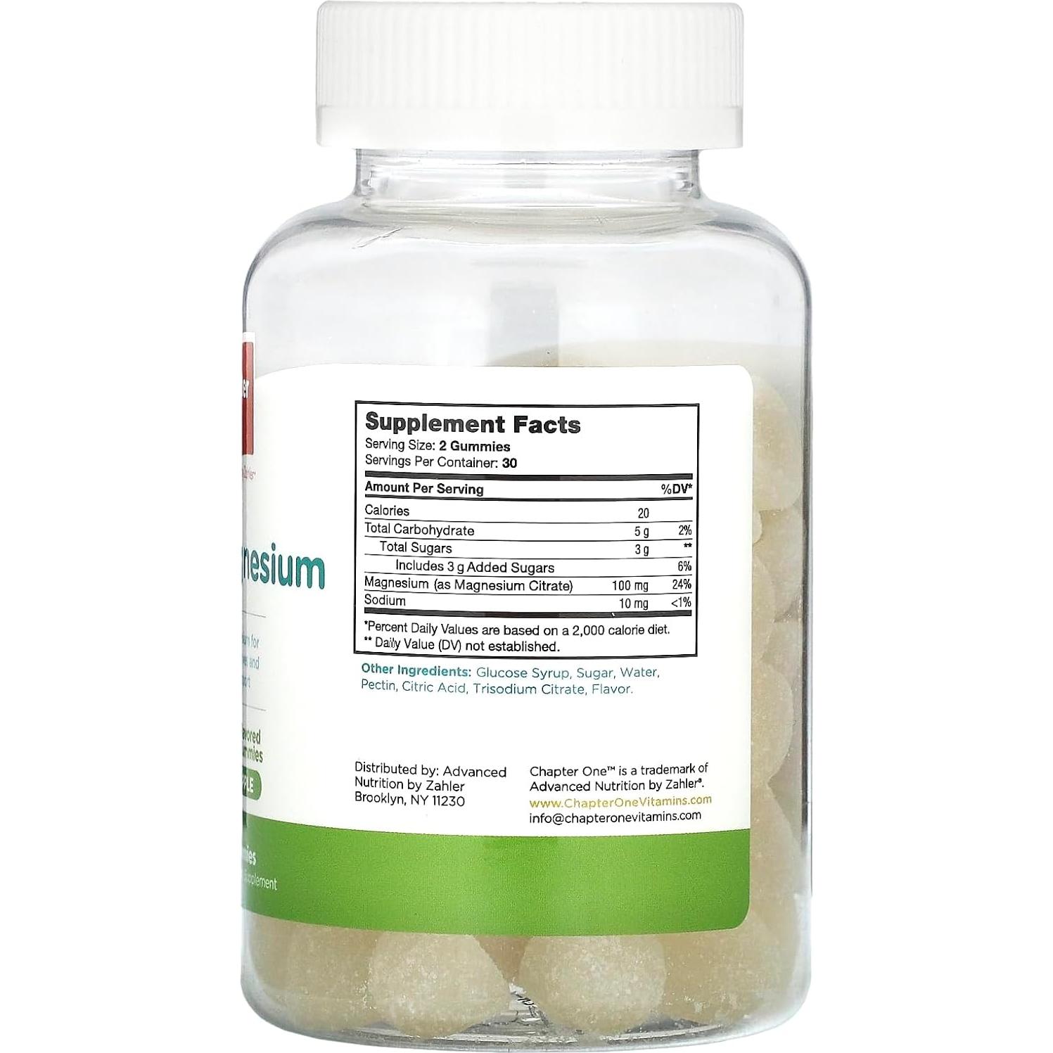 Gominolas de Magnesio Chapter One Zahler Sabor Manzana 60 Unidades