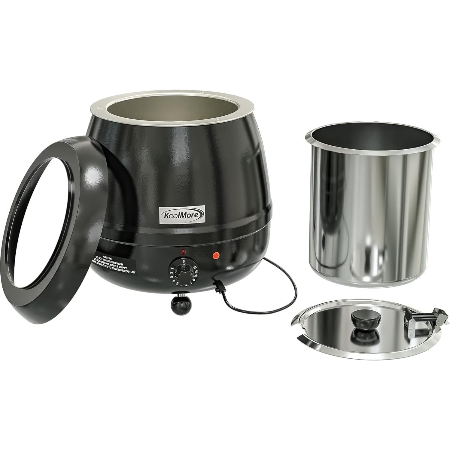 Calentador de Sopa Eléctrico KoolMore 9.46L con Tapa Bisagra